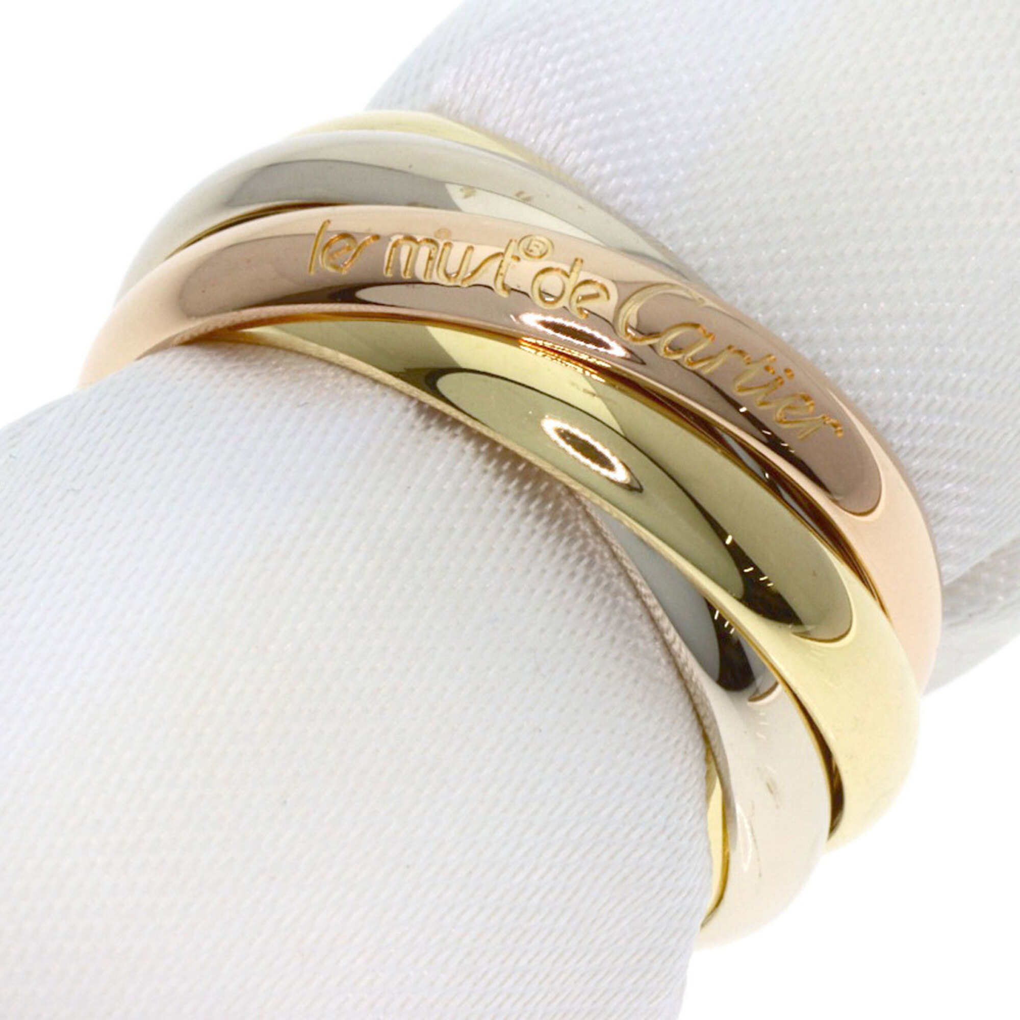 Cartier Trinity 5-Ring Ring, Size 48, 18K Yellow Gold/18K White Pink Gold, Women\'s.