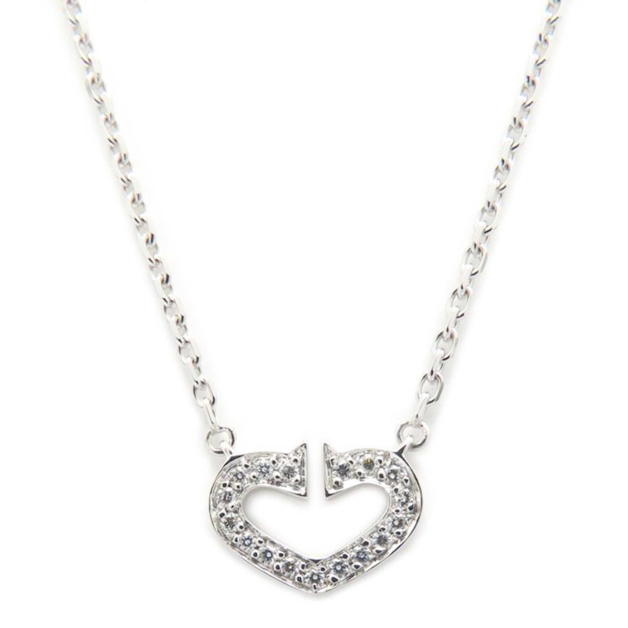 CARTIER Cartier C Heart Necklace with Diamonds, 18K White Gold, Women\'s, 295513