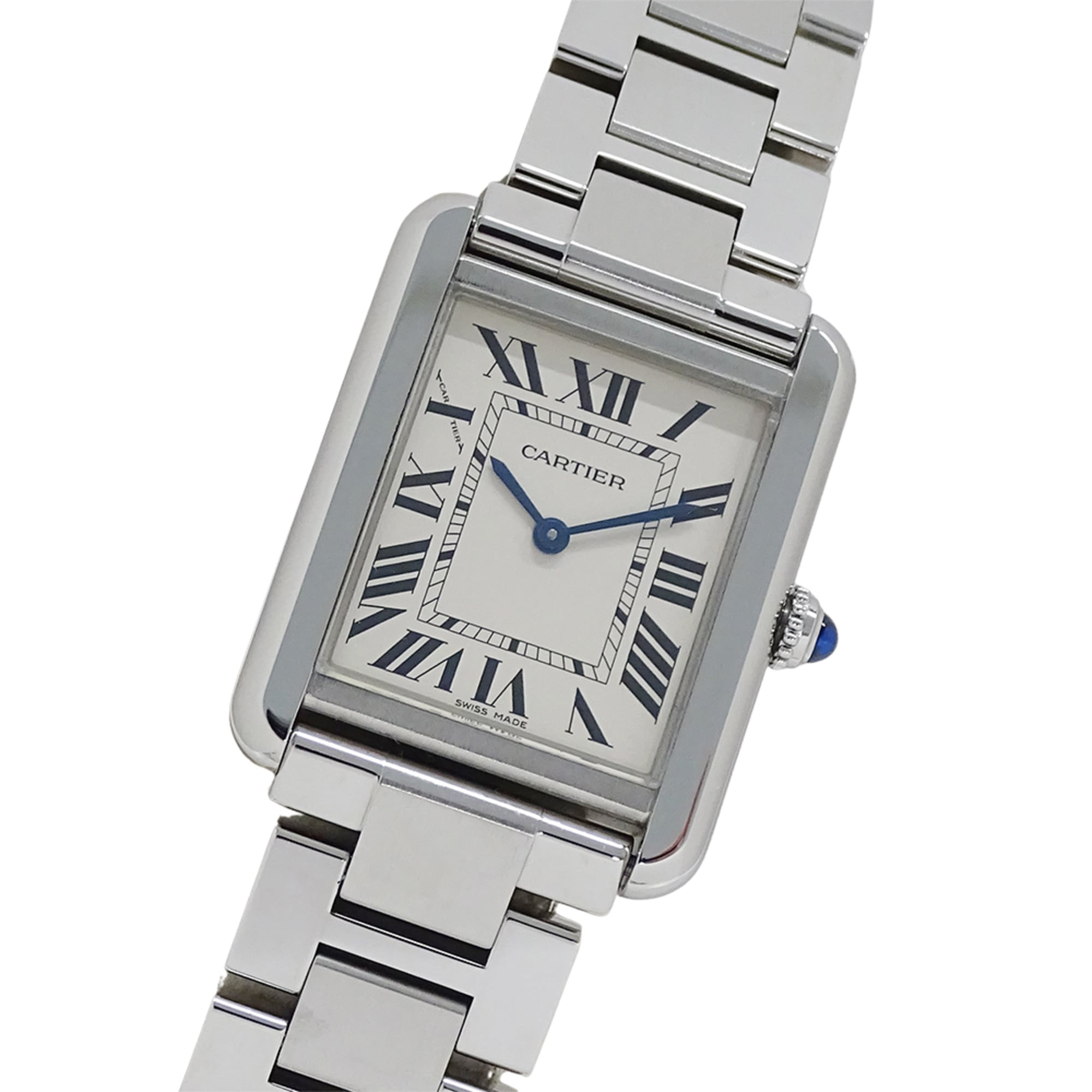Cartier women\'s watch, Tank Solo SM, quartz, stainless steel (SS), W5200013, silver, square.
