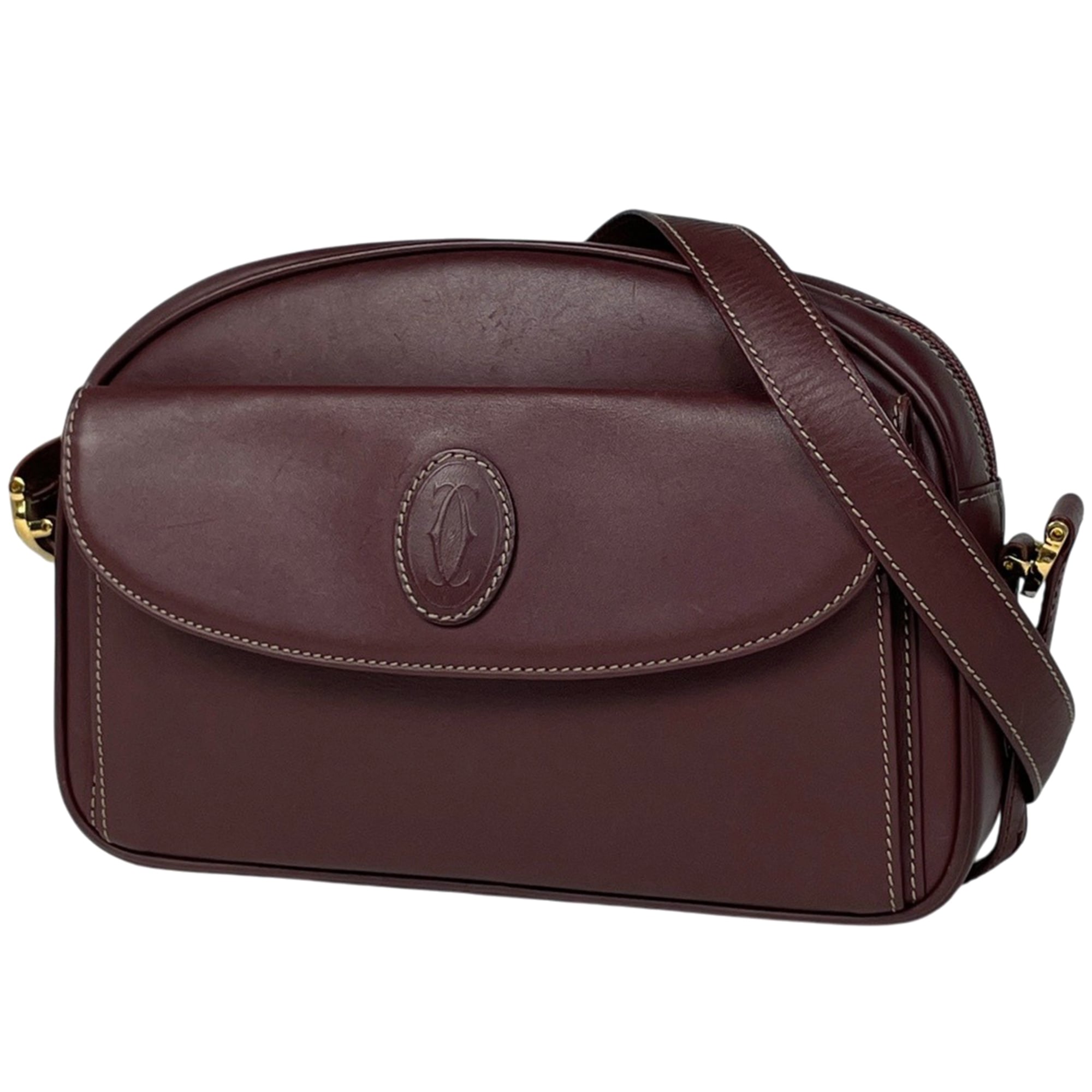 Cartier Must Line Shoulder Bag, Leather, Red, Women\'s