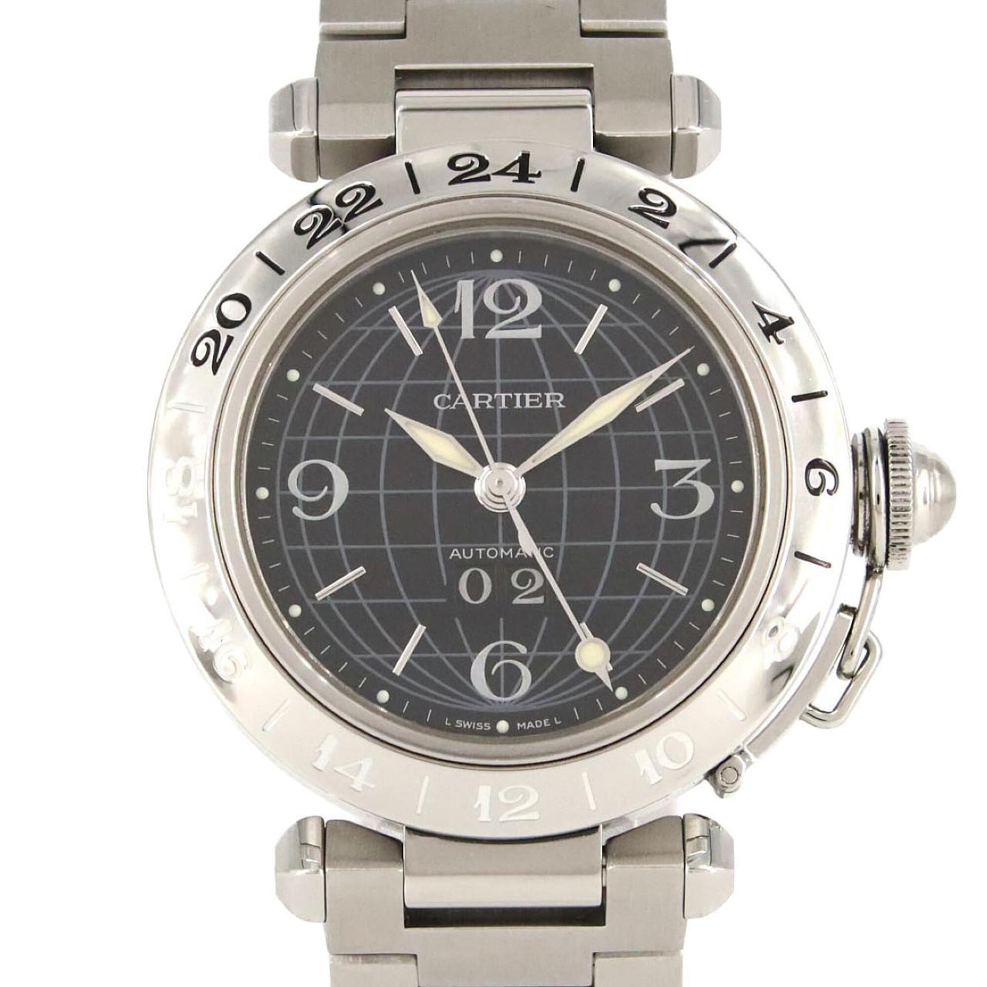 Cartier Pasha C GMT Grande Date W31049M7 Stainless Steel Automatic Watch