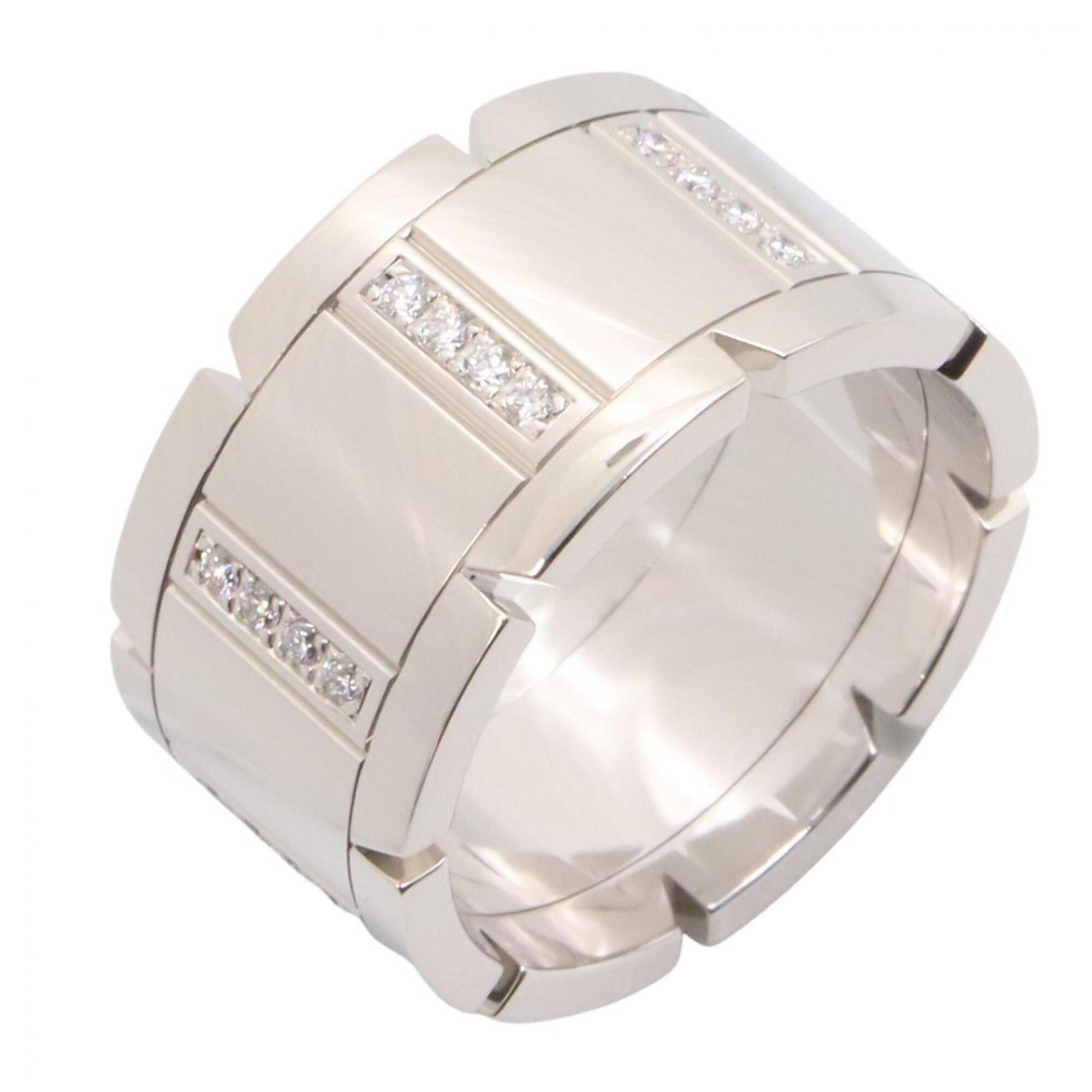 Cartier Tank Française LM Diamond Ring - 18K White Gold (18KWG) Women\'s Silver/Clear Tone