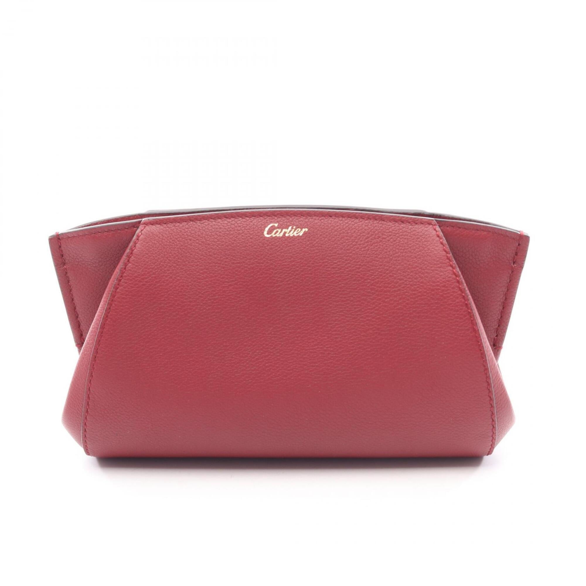 Cartier C de Second Bag Clutch Handbag Leather Women\'s Bordeaux L3001479