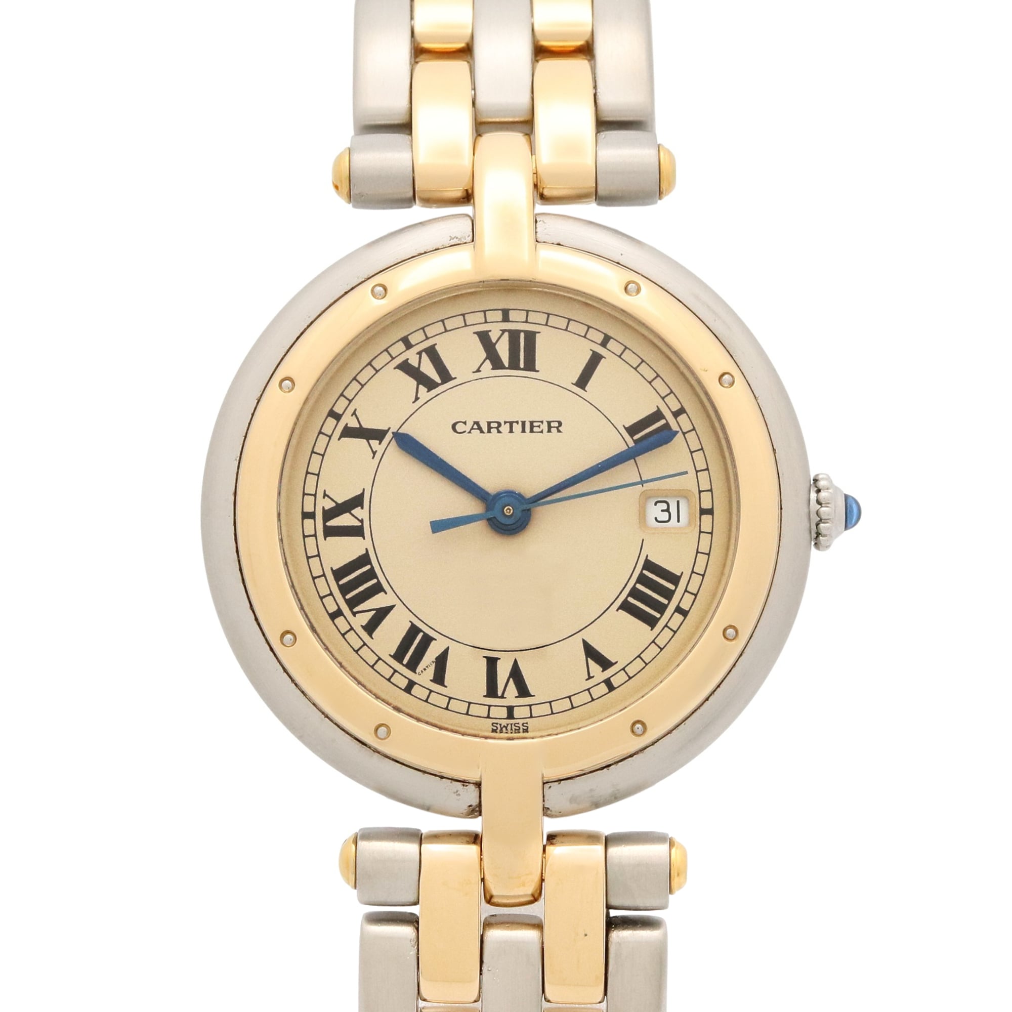Cartier Panthère Vendôme LM 2-Row Watch, 18K (Yellow Gold) Stainless Steel, Boys\' Size, Ivory, 8308