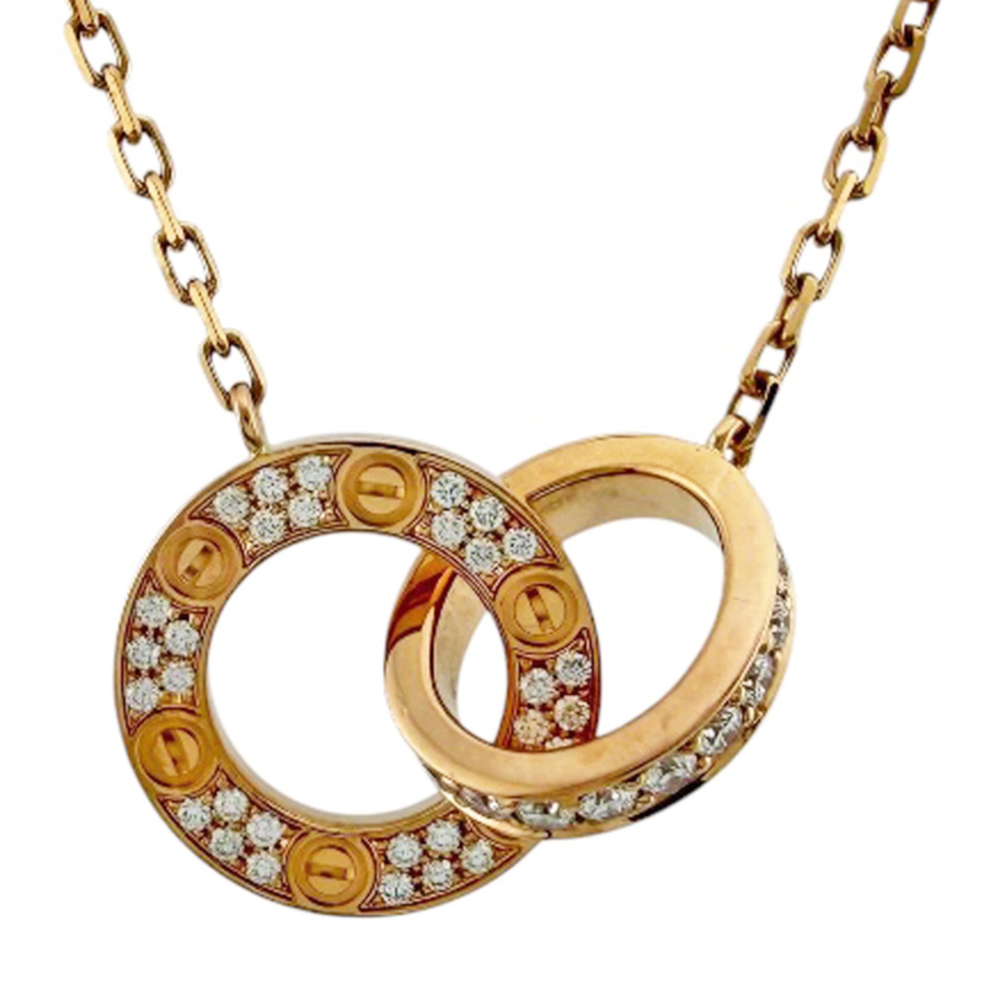 Cartier Love Circle Necklace, 18K Pink Gold, Diamond, Women\'s, CARTIER