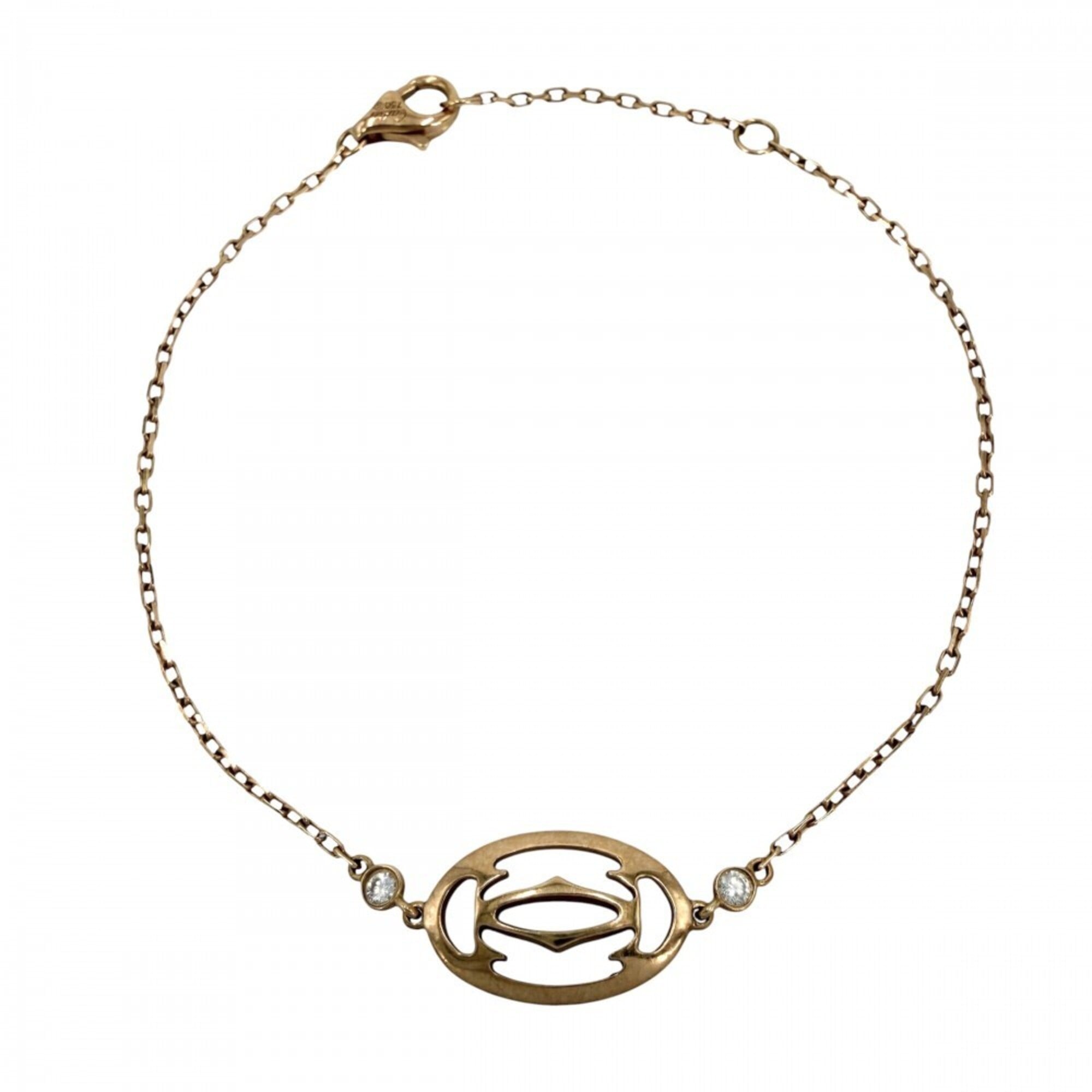 Cartier women\'s bracelet, logo Double C design, adjustable, 18k pink gold (Au750), diamond, approxi
