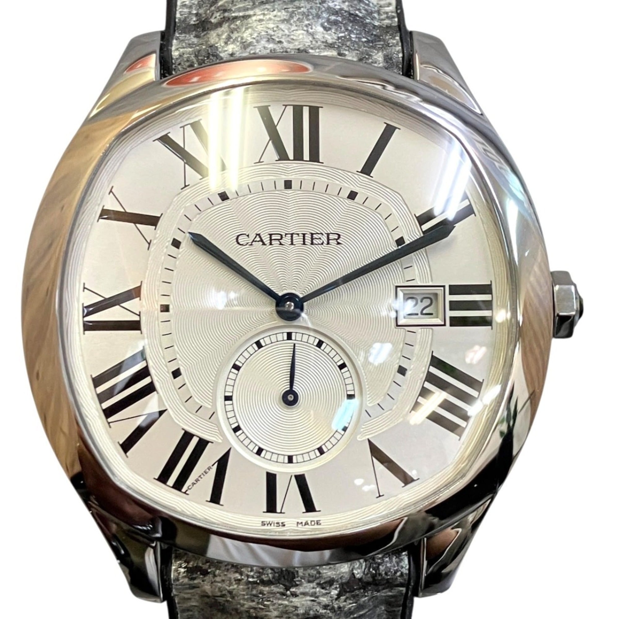 Cartier Drive de LM wristwatch, total weight 74.8g, stainless steel, rubber strap, automatic movemen