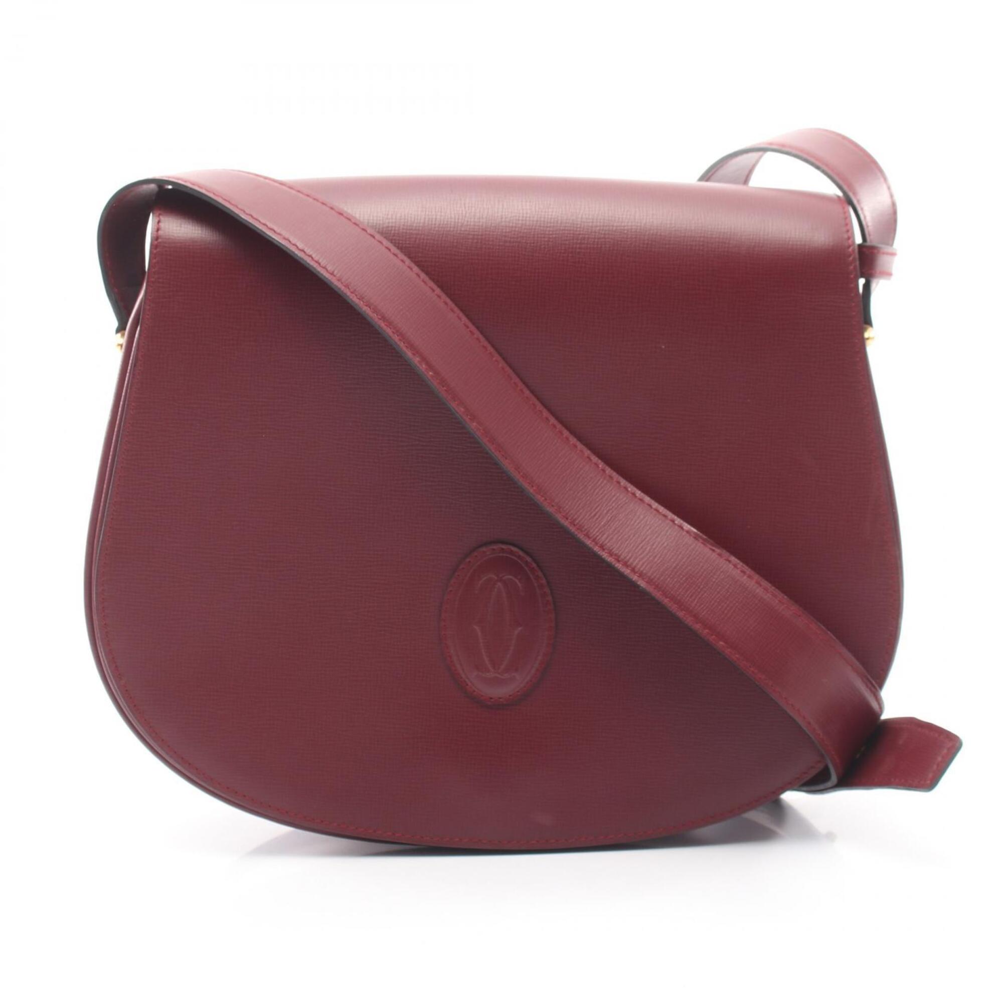 Cartier Must Line Shoulder Bag/Handbag, Leather, Women\'s, Bordeaux (Burgundy)