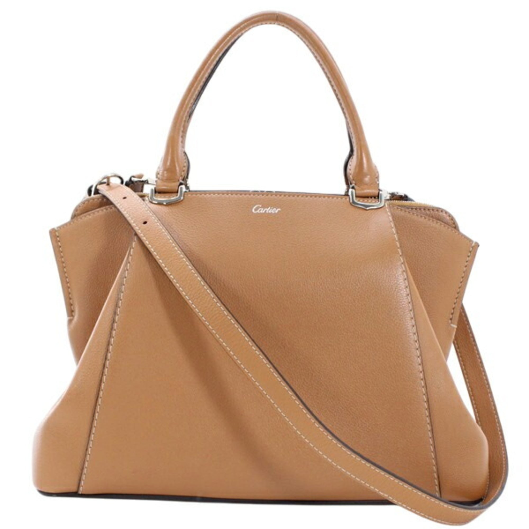 Cartier C de handbag/shoulder bag for women, light brown leather, TK2392