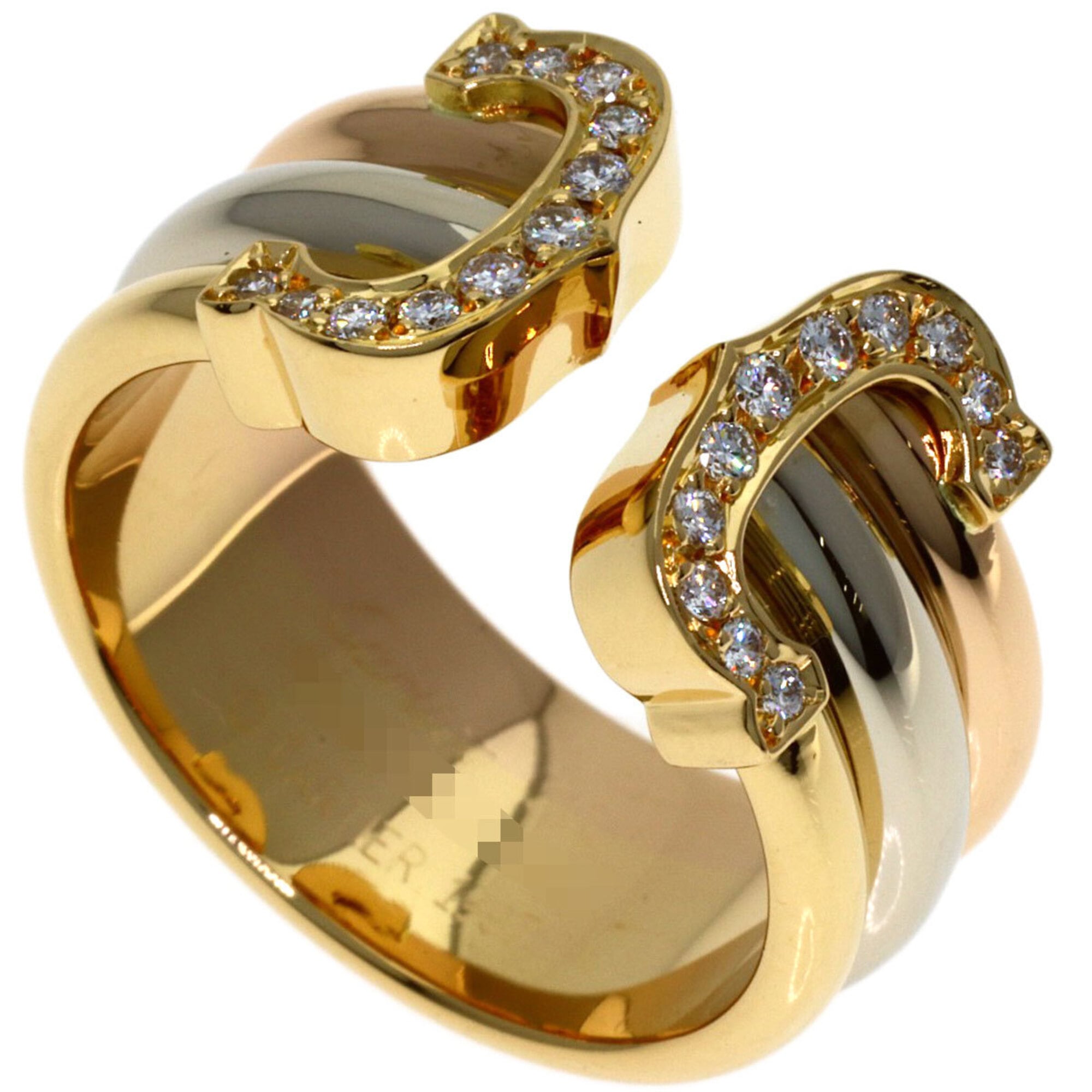 Cartier 2C Ring LM Diamond #49 - 18K Yellow Gold/18K White Pink Gold Women\'s CARTIER