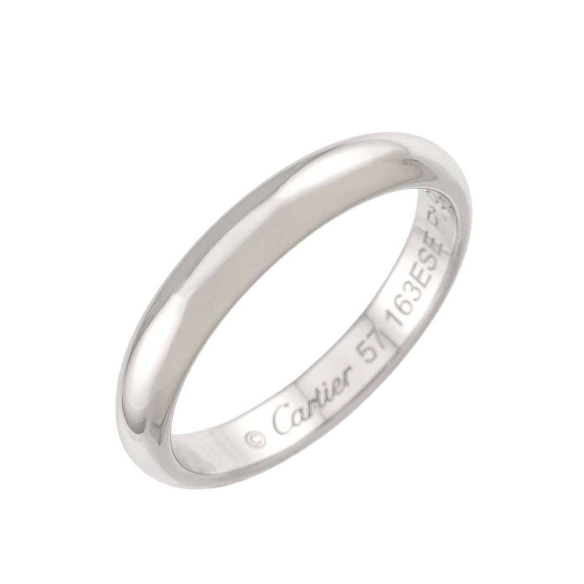 Cartier 1895 Classic Band Ring #57, 3.5mm wide, Platinum.