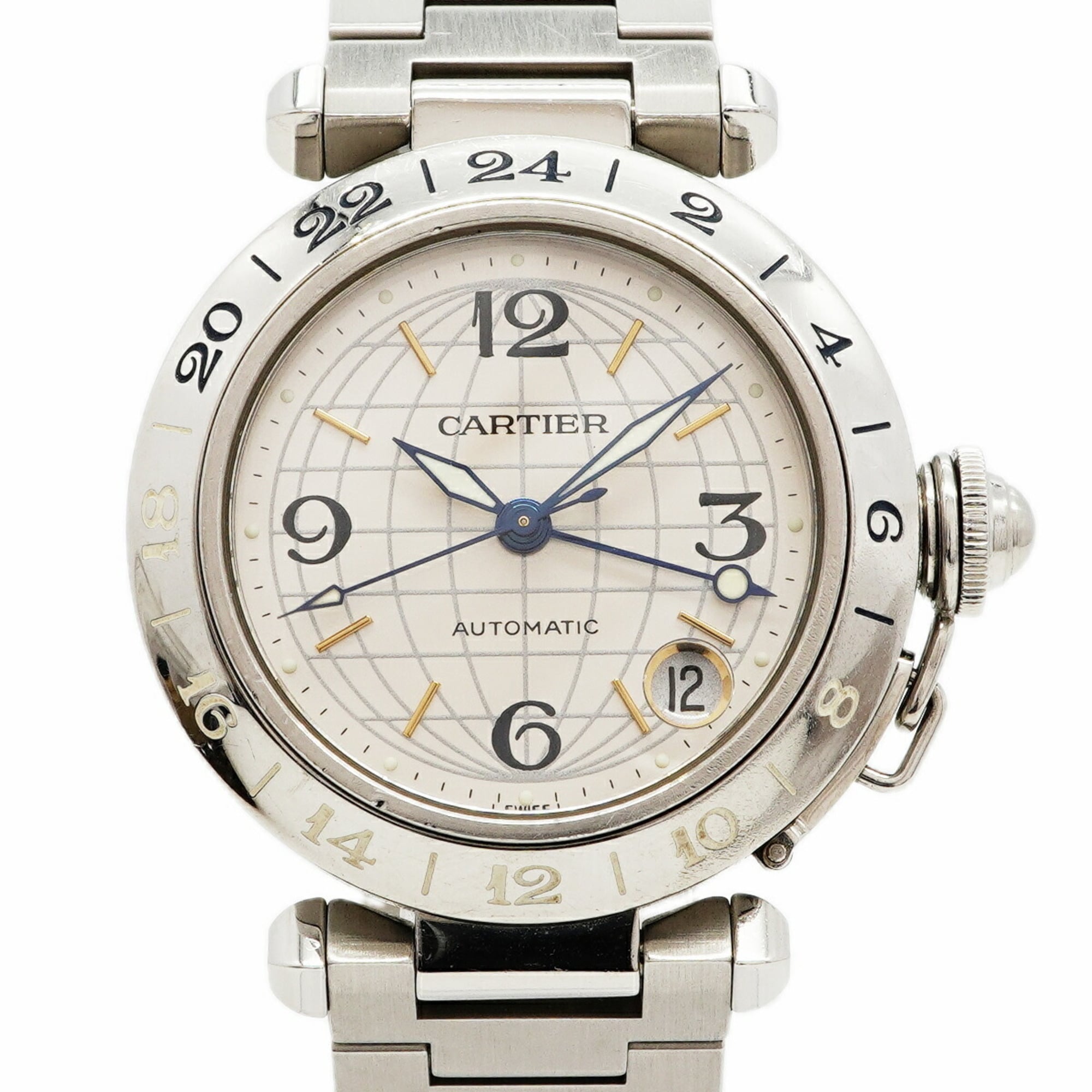 Cartier Pasha C Meridian GMT W31029M7 Silver Dial Men\'s Watch
