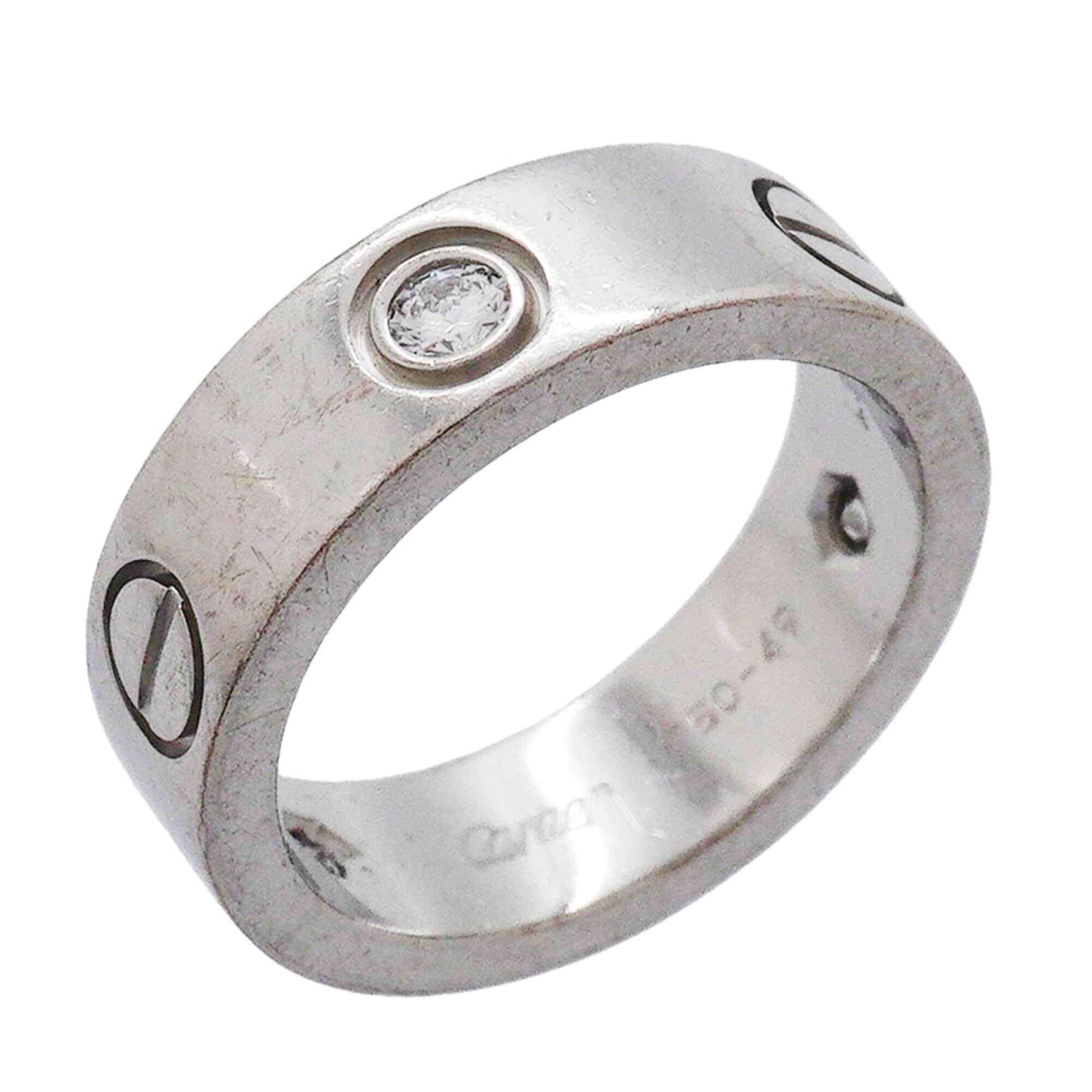 Cartier Love Ring, 3PD, 18KWG White Gold, Diamond, Size 49, Women\'s