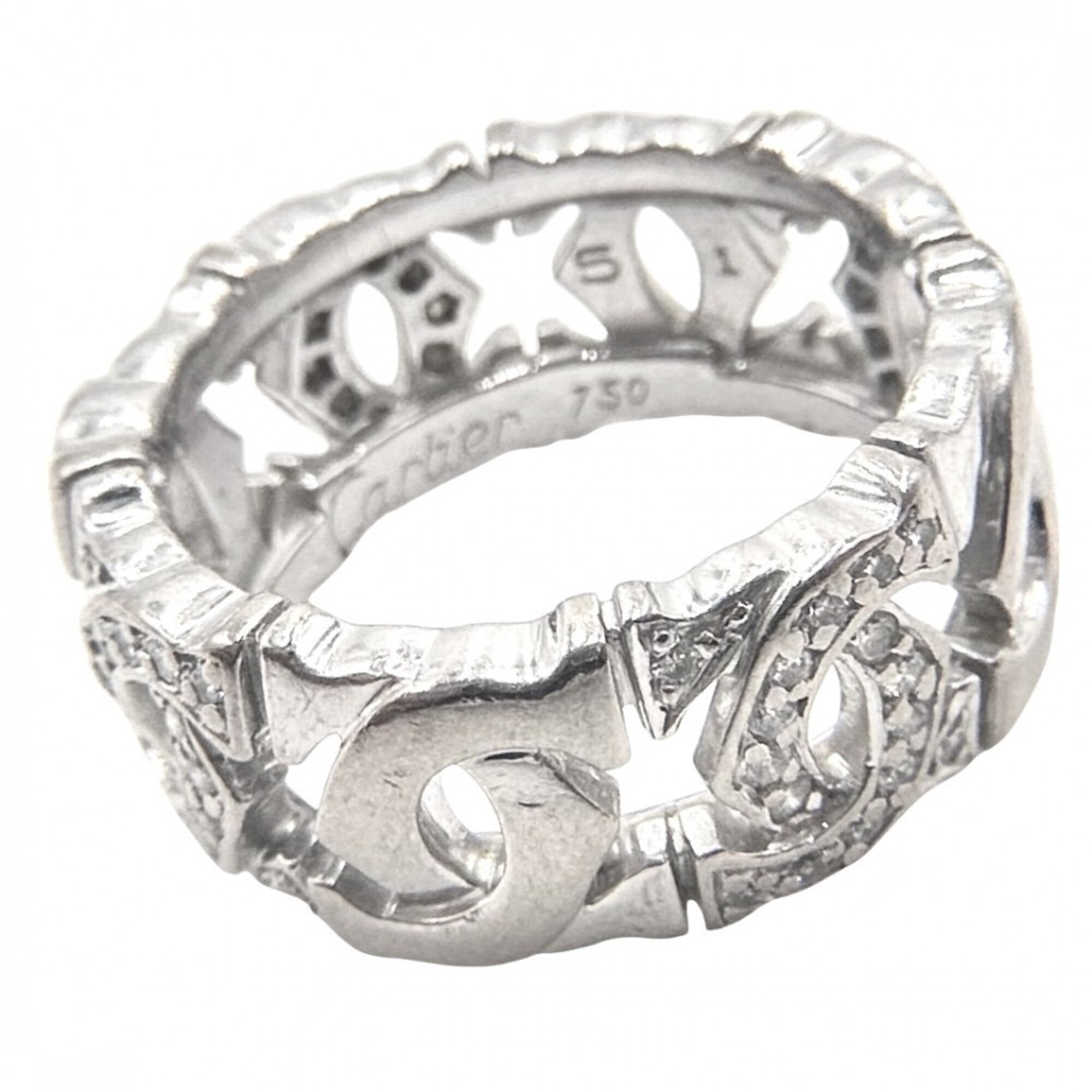 Cartier ring for men and women, Entrelacés jewelry accessory, 18K white gold (Au750), diamond, appro