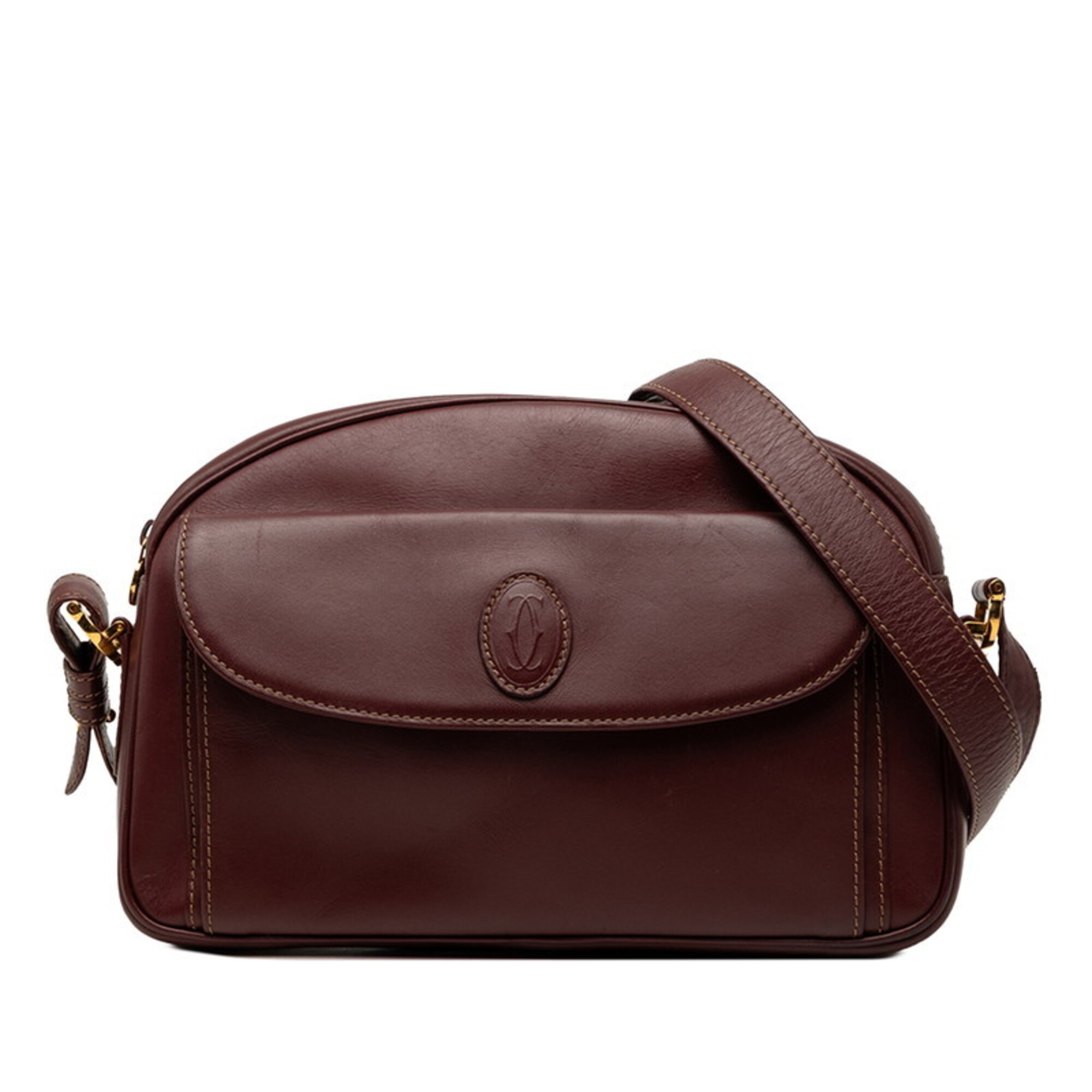 Cartier Must Line Crossbody Shoulder Bag, Red/Bordeaux Leather, Women\'s.