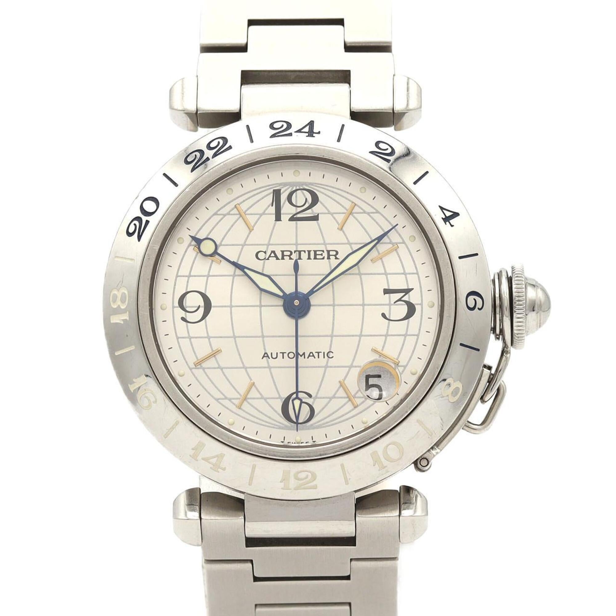 Cartier Pasha C GMT W31029M7 Stainless Steel Automatic Watch