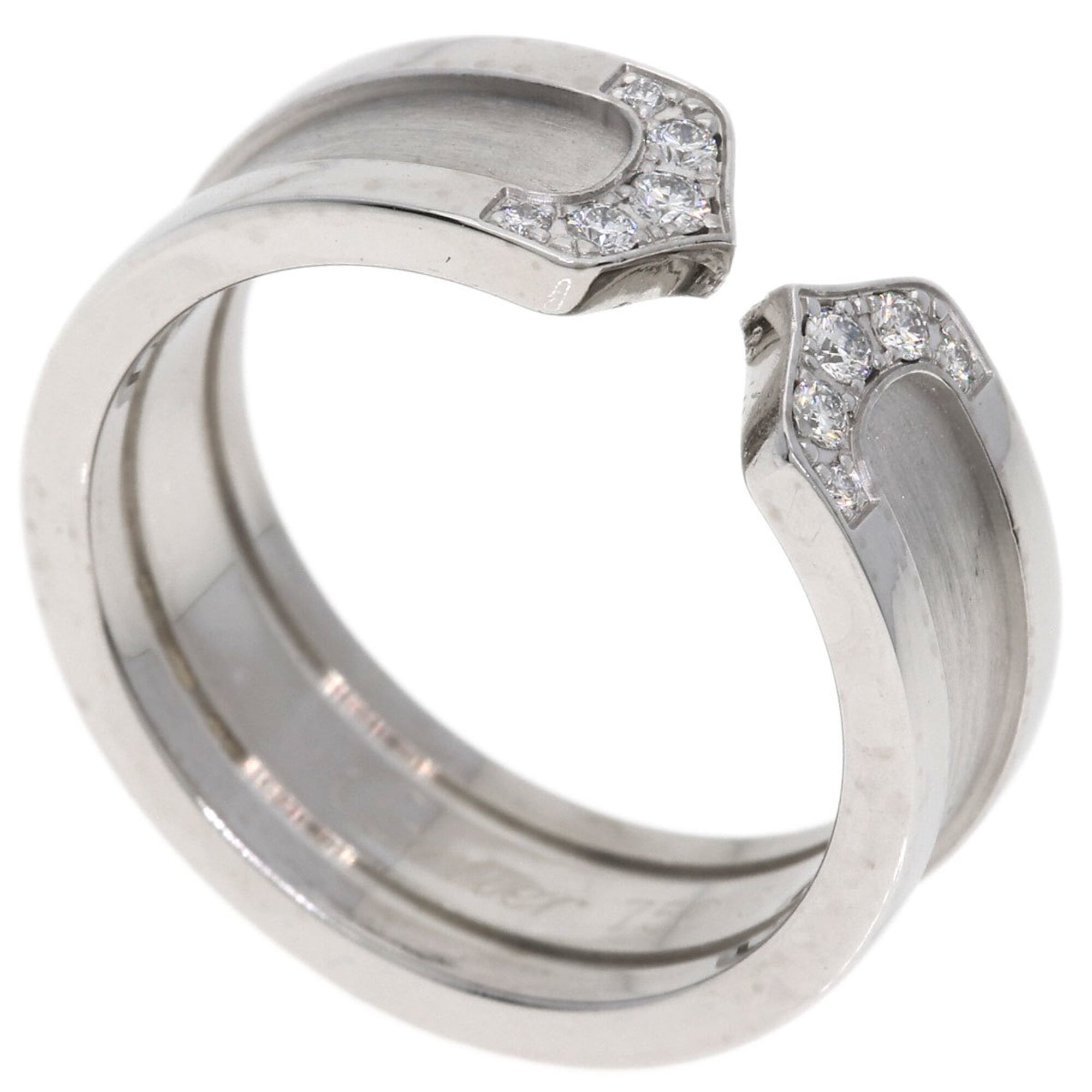 Cartier C2 Ring SM Diamond #52 Ring, 18K White Gold, Women\'s, CARTIER