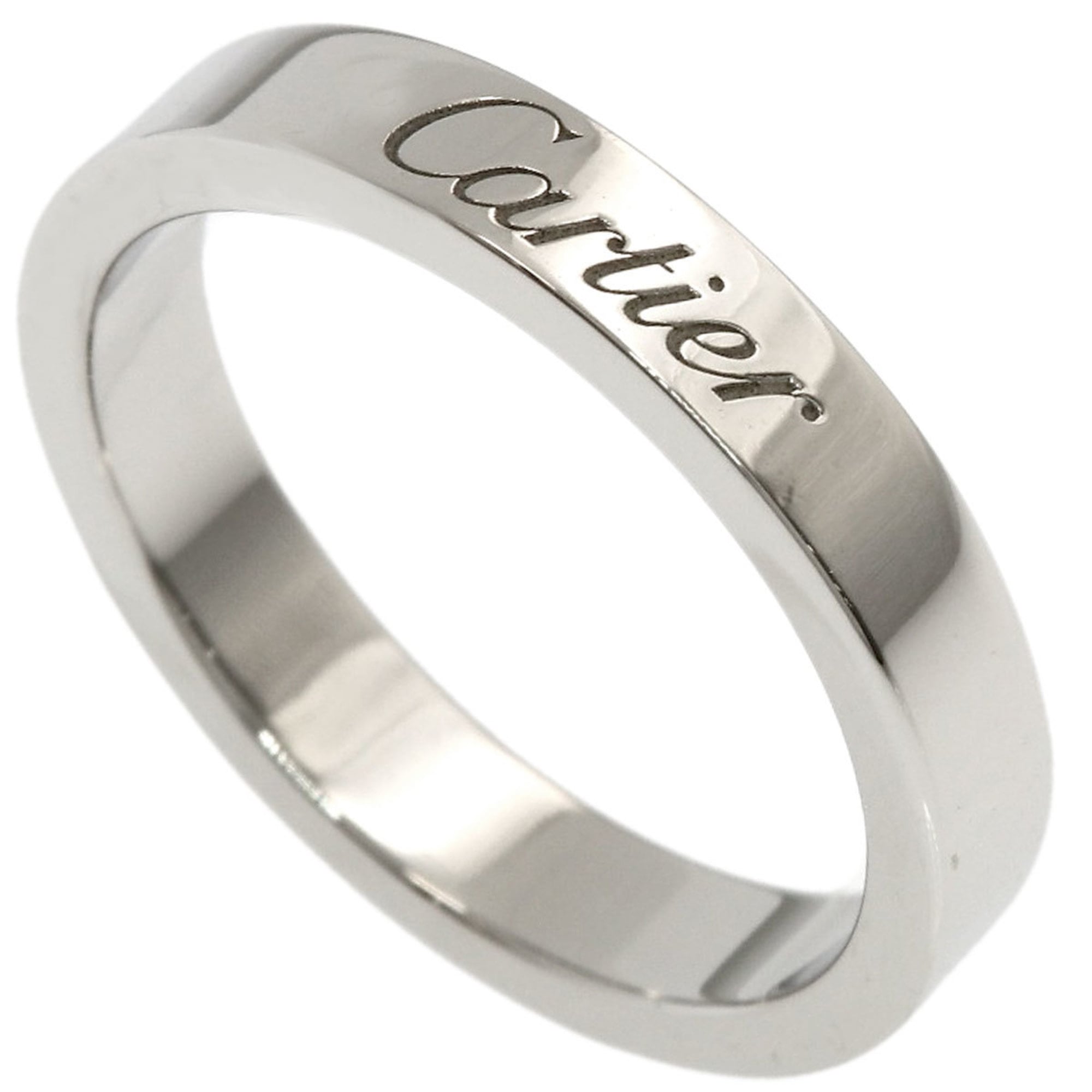 Cartier Flat Band #46 Ring, Platinum PT950, Women\'s, CARTIER