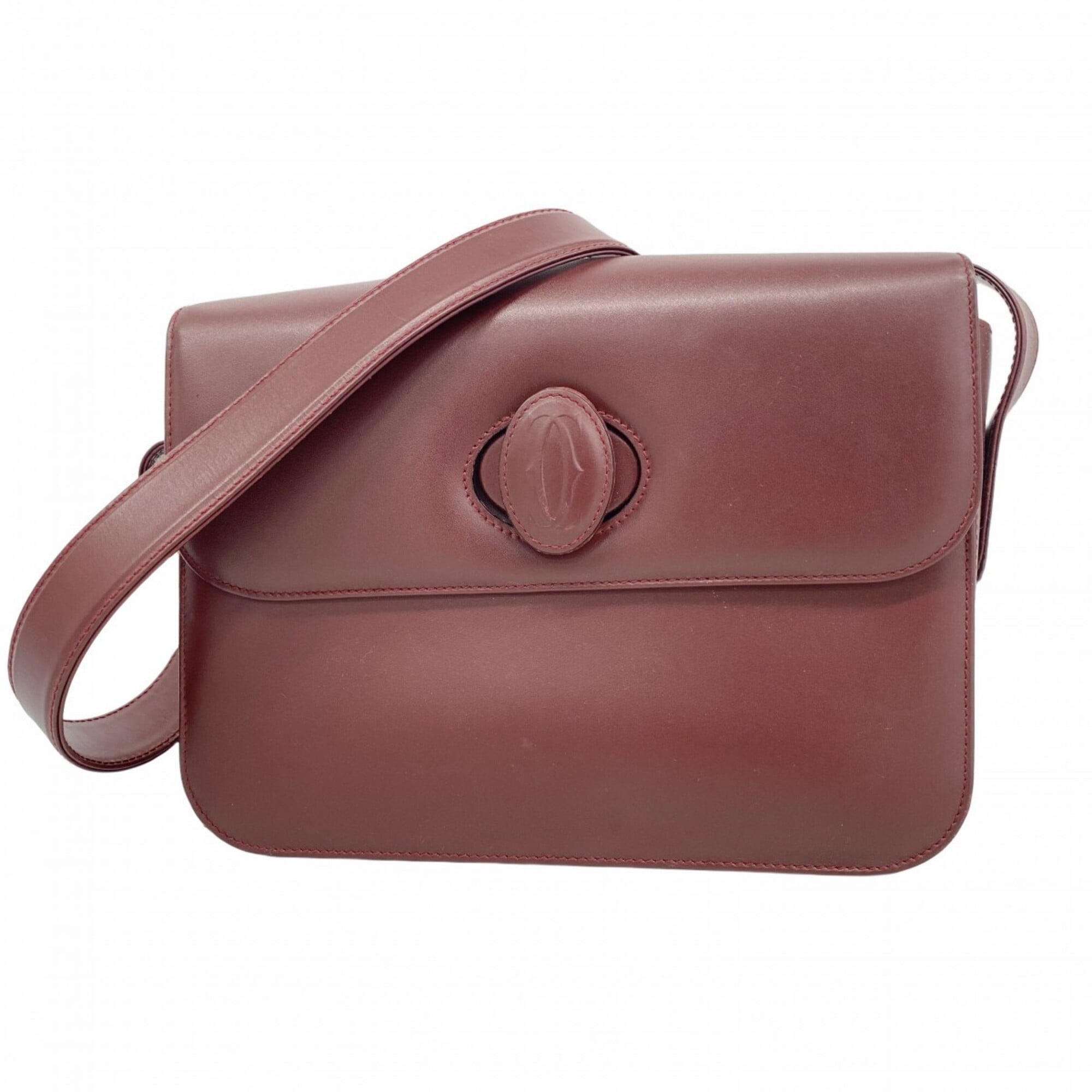 Cartier Must Shoulder Bag, Leather, Bordeaux, Women\'s