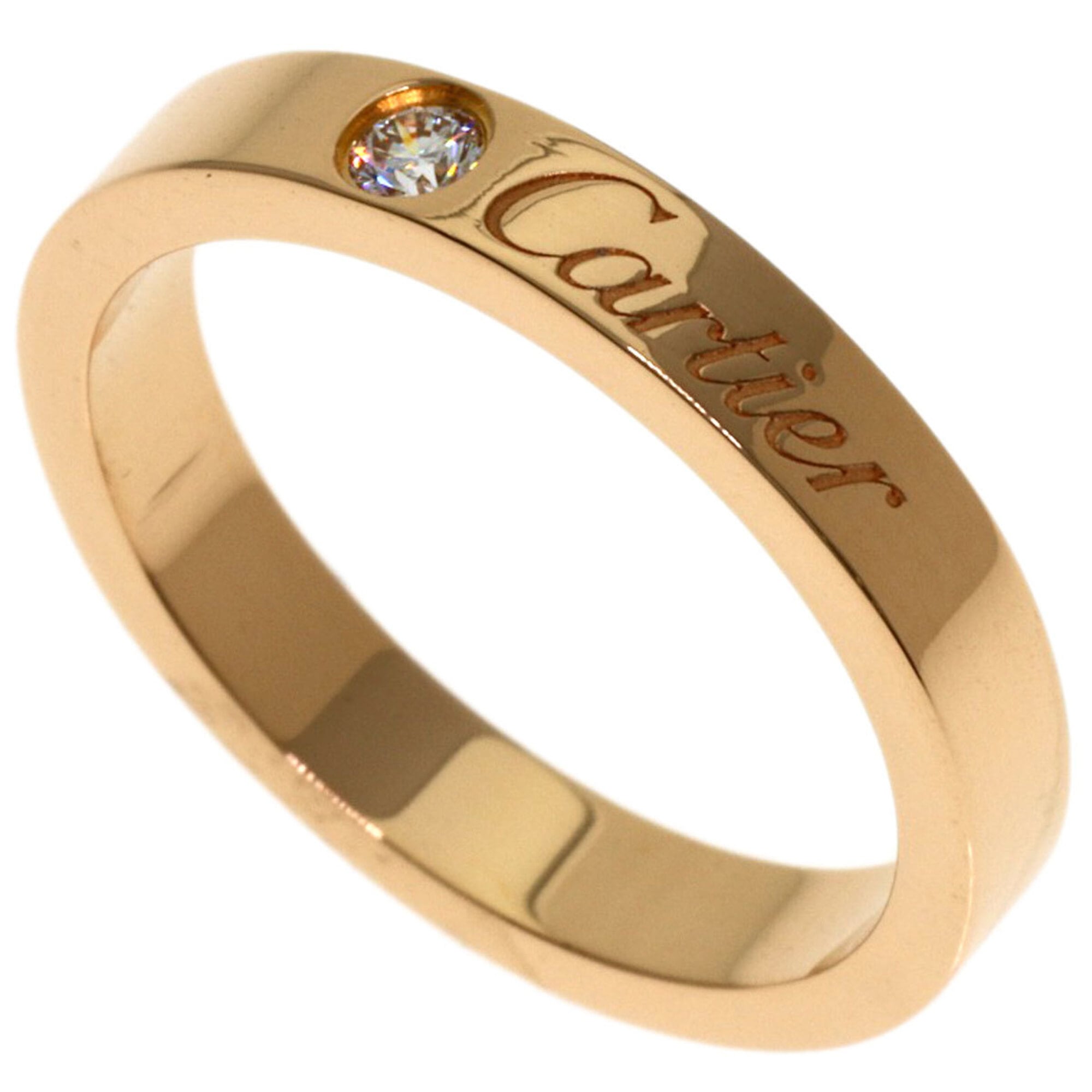 Cartier C de 1P Diamond Ring #47 18K Pink Gold Women\'s CARTIER