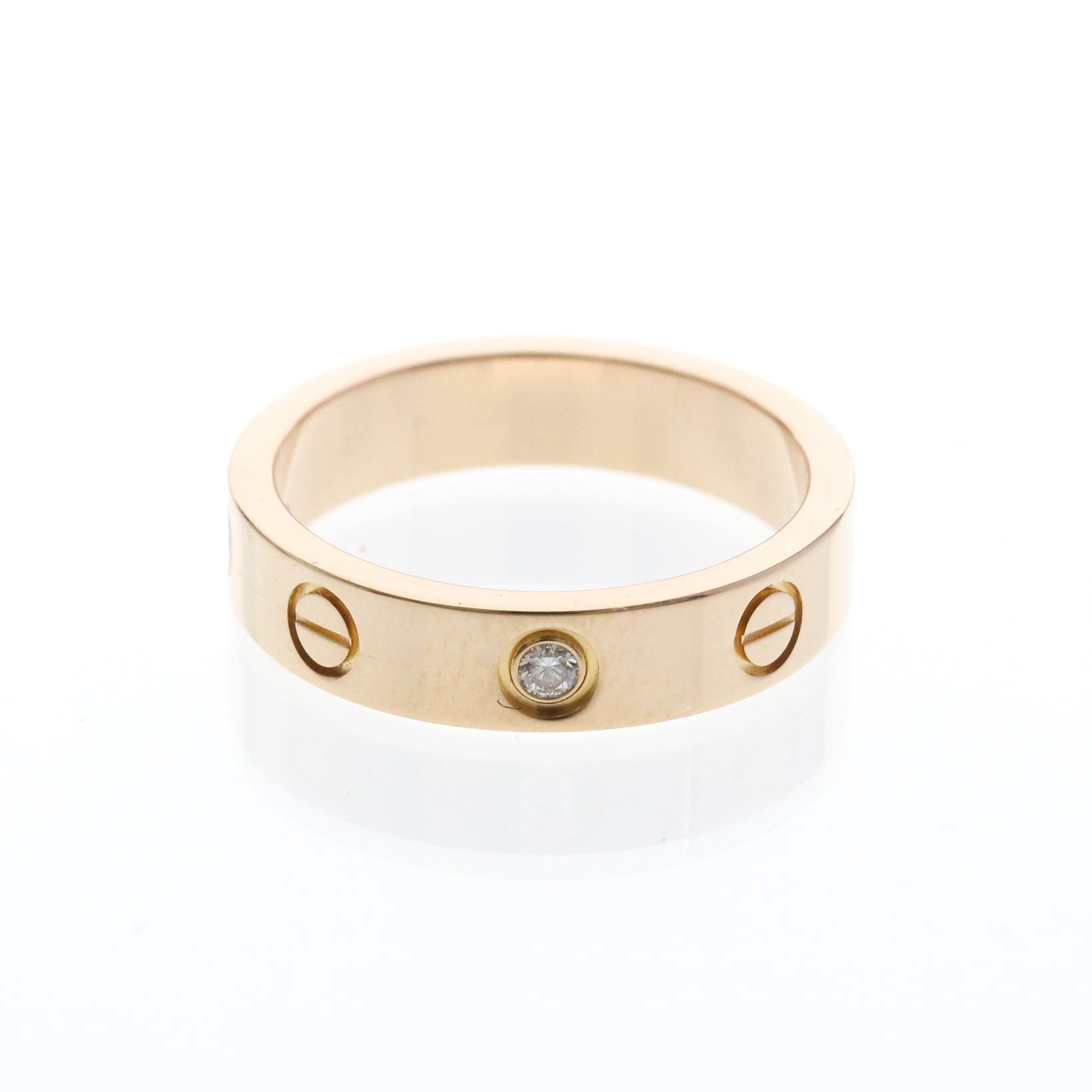 Cartier Mini Love Ring 1P Diamond B4050749 Pink Gold (18K) Fashion Diamond Band Ring Pink Gold