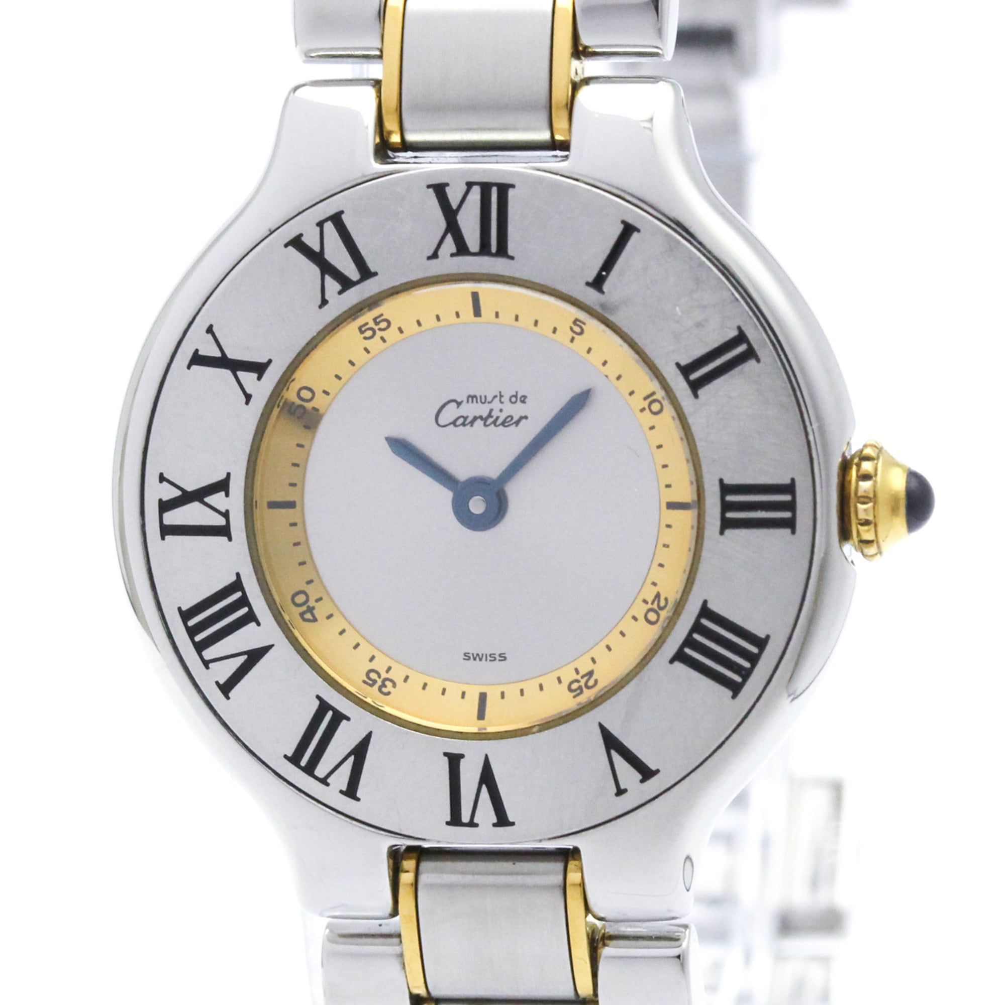 CARTIER Must 21 Gold Plated Steel Quartz Ladies Watch W10075R6 Polished