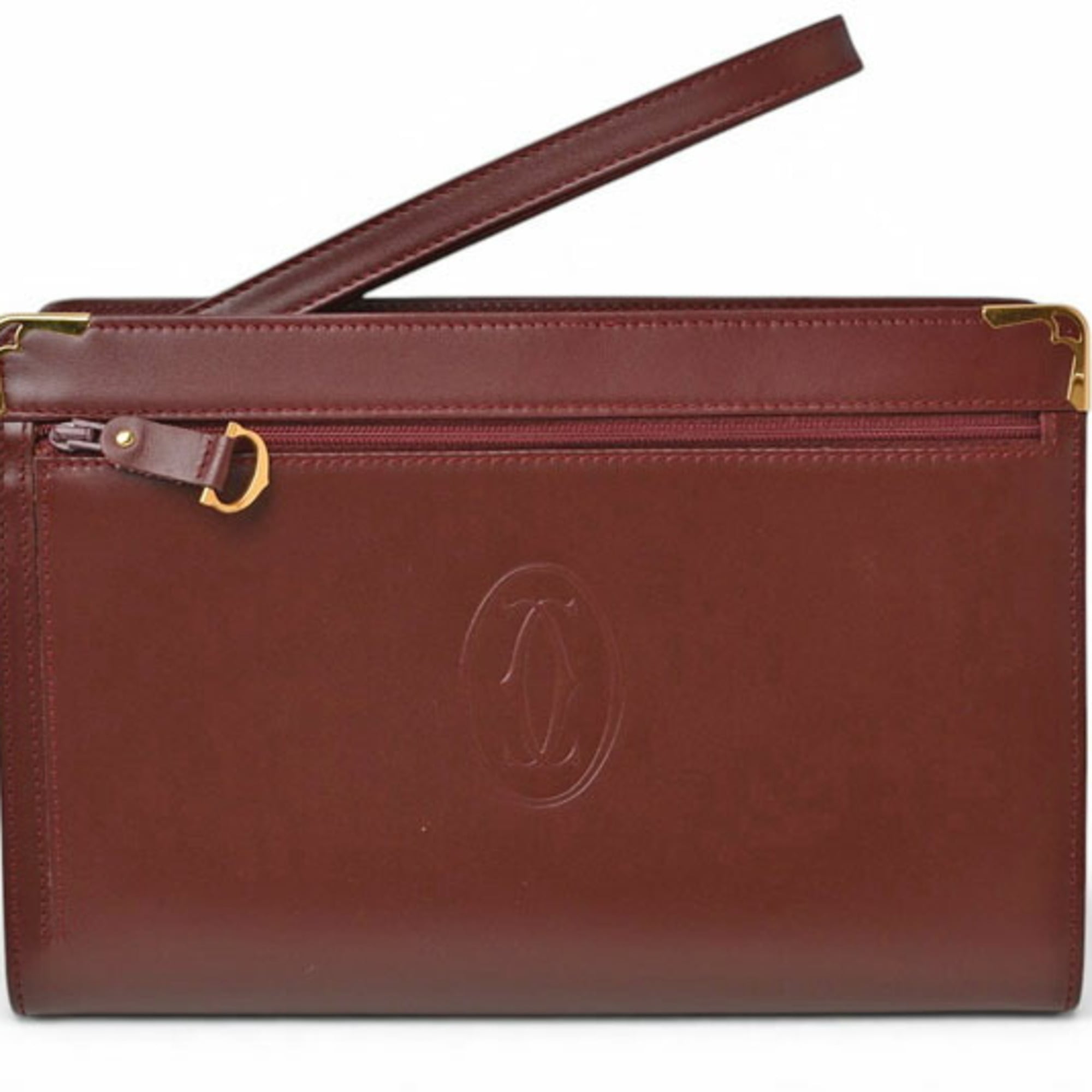 Cartier clutch bag, Must line, men\'s leather, burgundy.