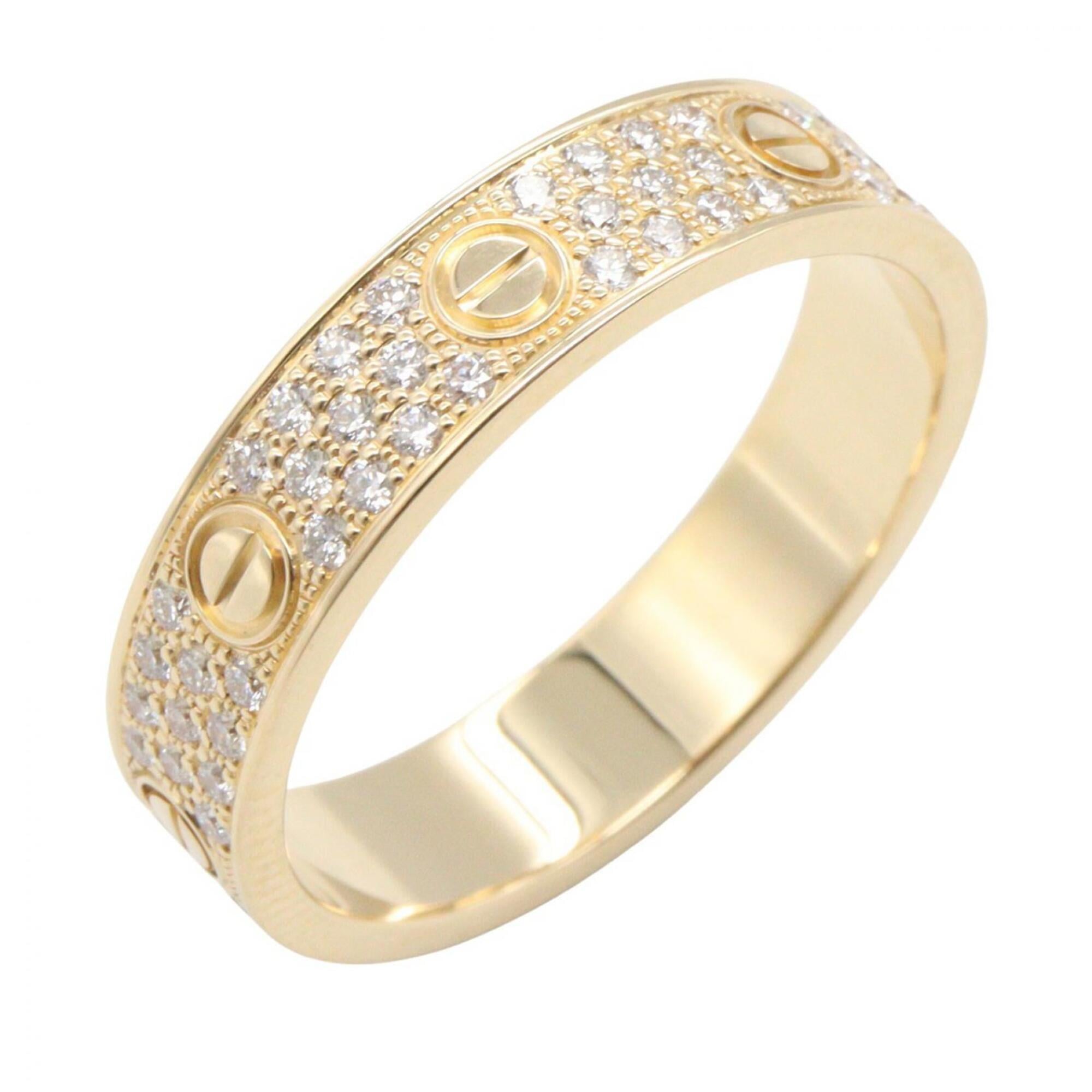 Cartier Love Ring, Diamond, SM Size, 18K (Yellow Gold), Women\'s, Gold Tone, Clear B4083300