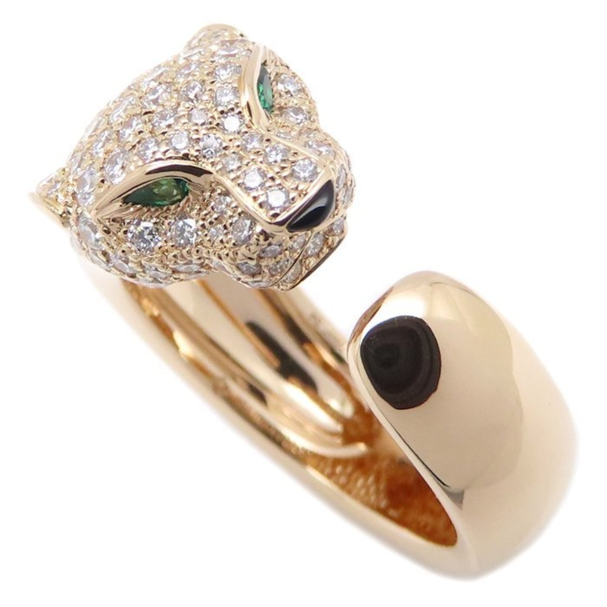 CARTIER Panthère Ring, Medium Size, Diamond, Emerald, Onyx, Size #54, 18K Pink Gold, Women\'s, Item