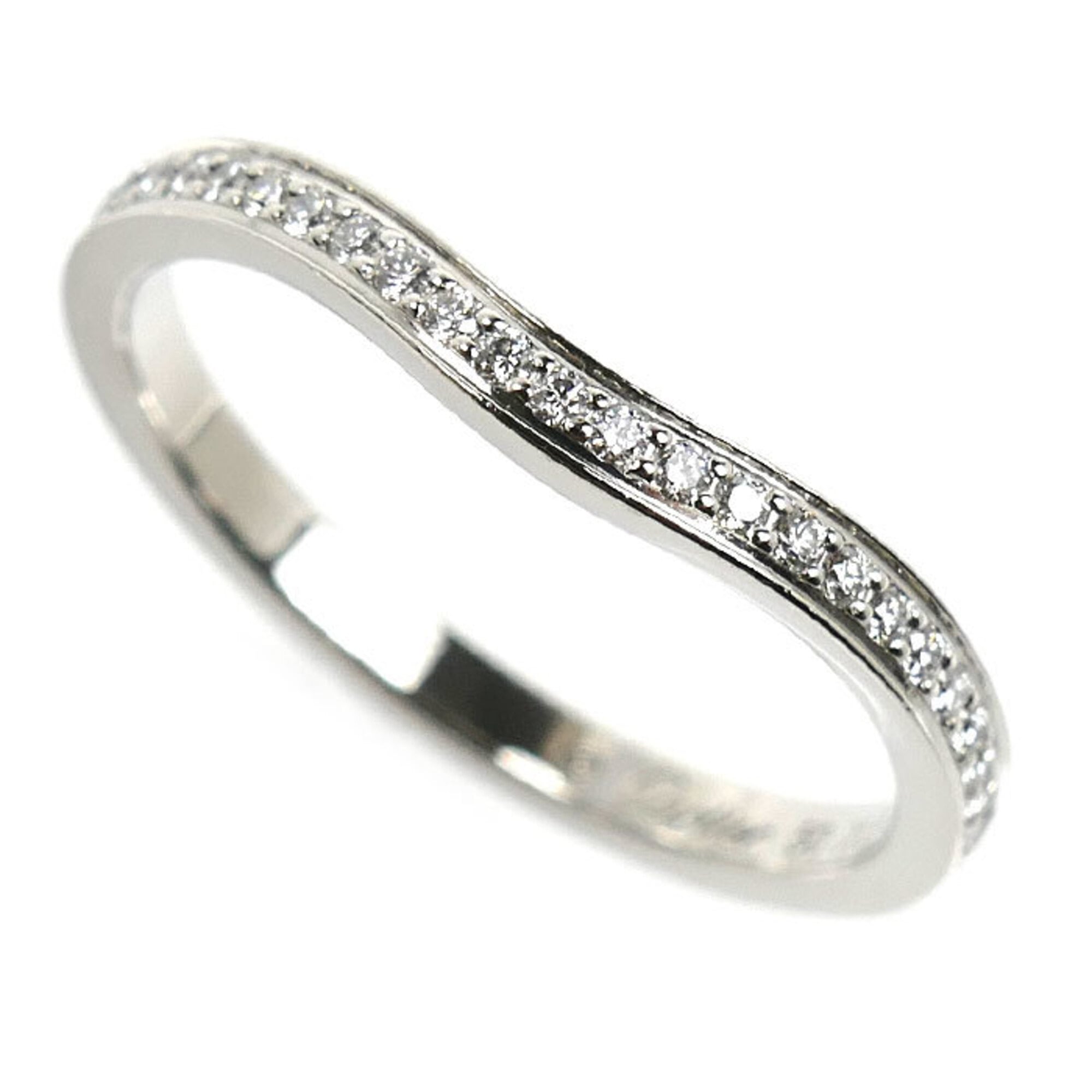 CARTIER (Cartier) Pt950 Platinum Ballerina Curve Wedding Ring, B4093050, 50 Diamonds, 2.7g, Women\'s