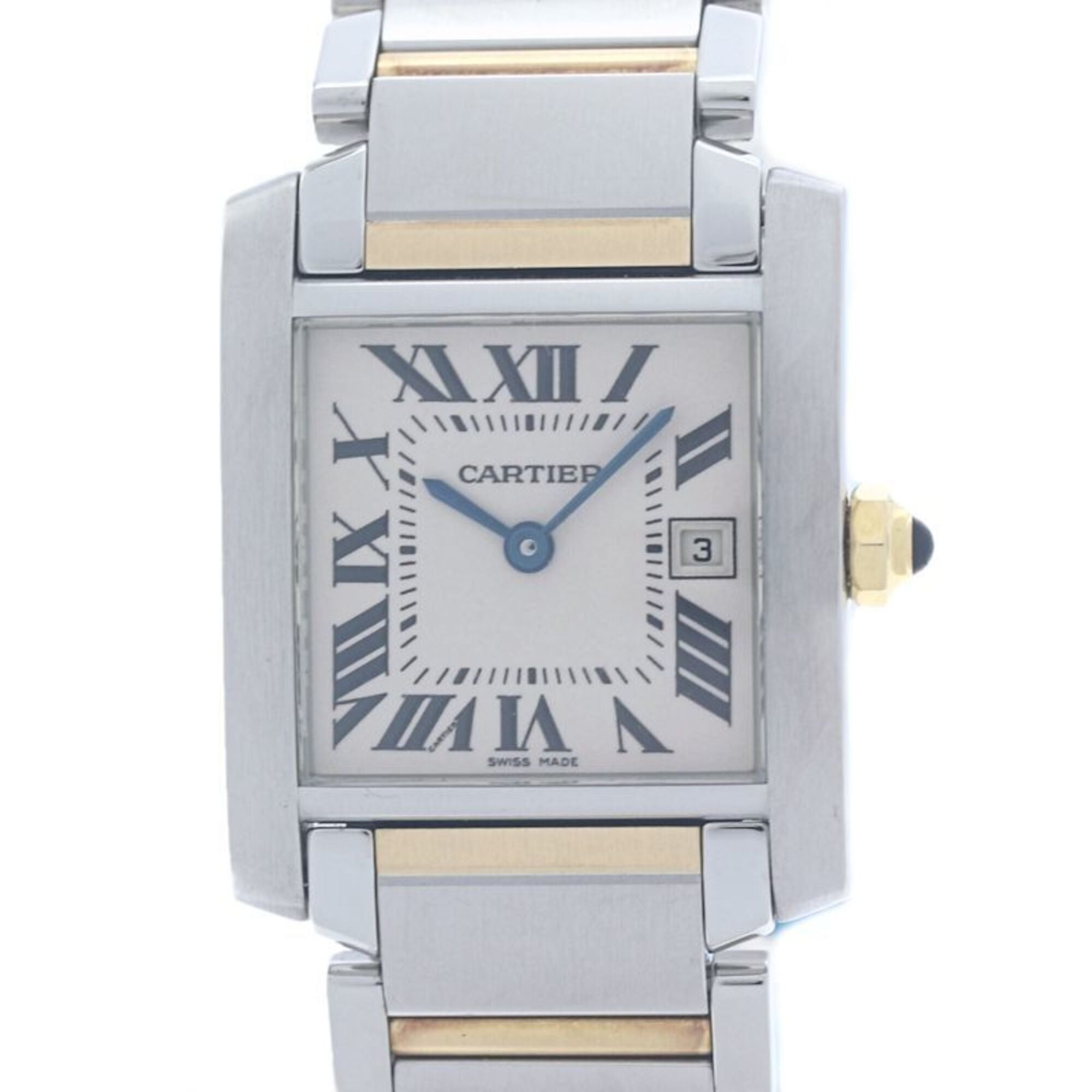 CARTIER Tank Française MM W51012Q4 Watch, Boys\' Size, 18K Yellow Gold x Stainless Steel, 40380