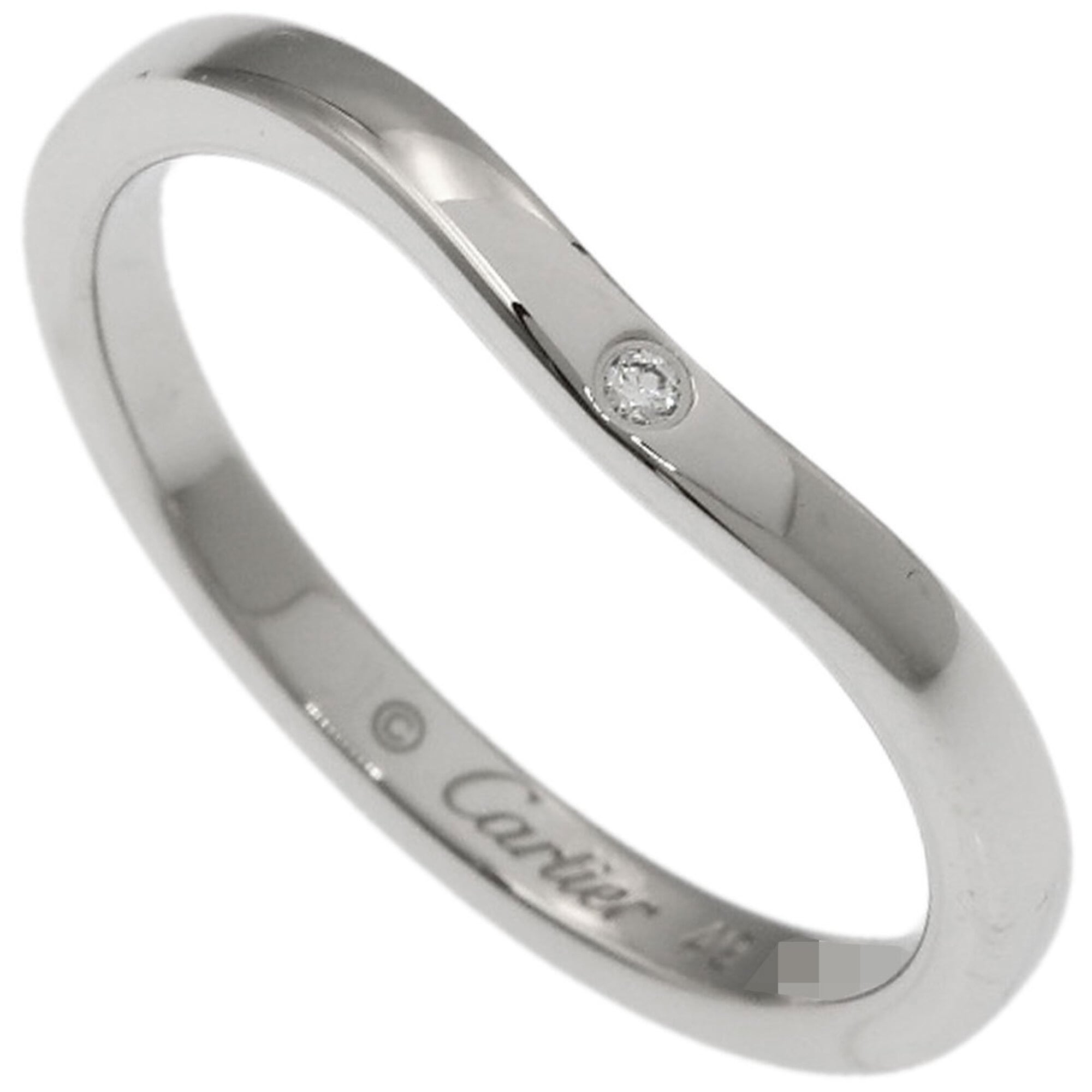 Cartier Ballerina Curve 3P Diamond Ring #49 Platinum PT950 Women\'s CARTIER