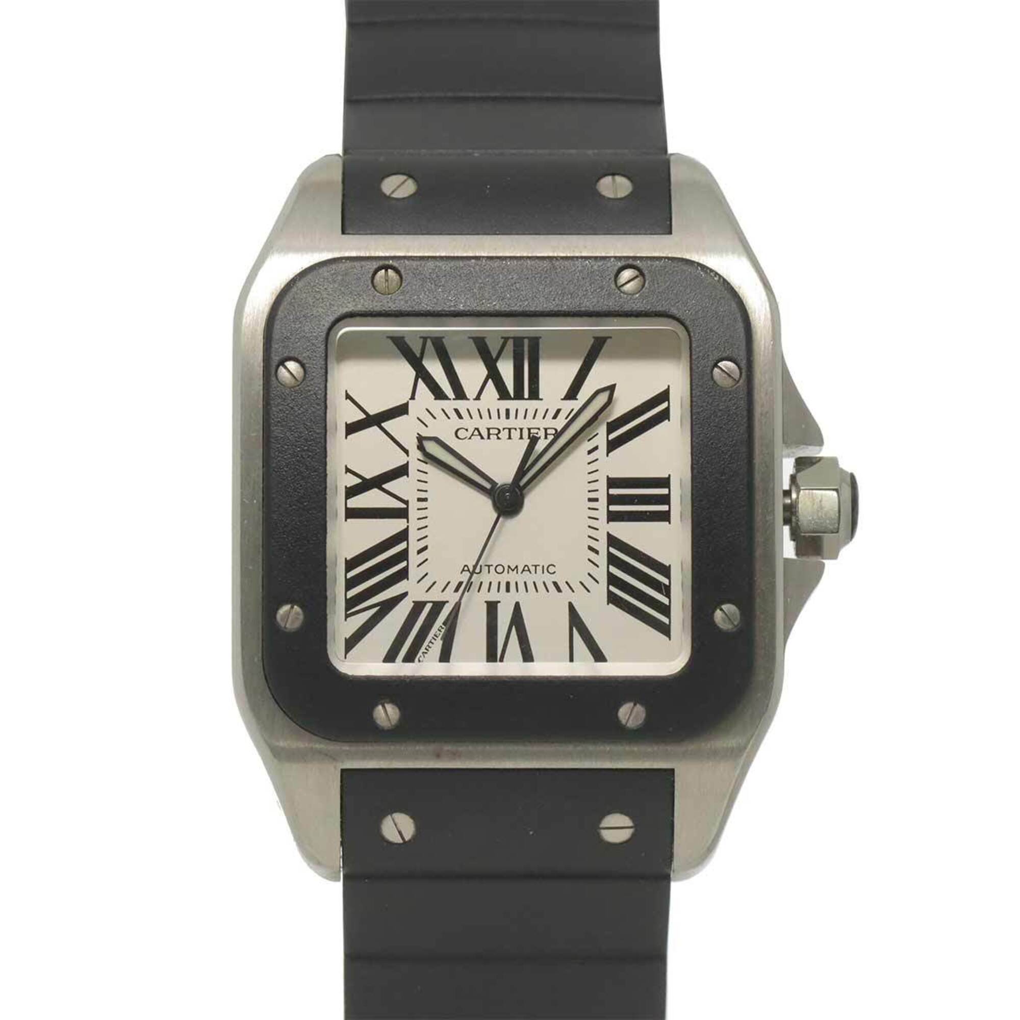 Cartier Santos 100 LM W20121U2 Men\'s Watch, Silver, Automatic Movement