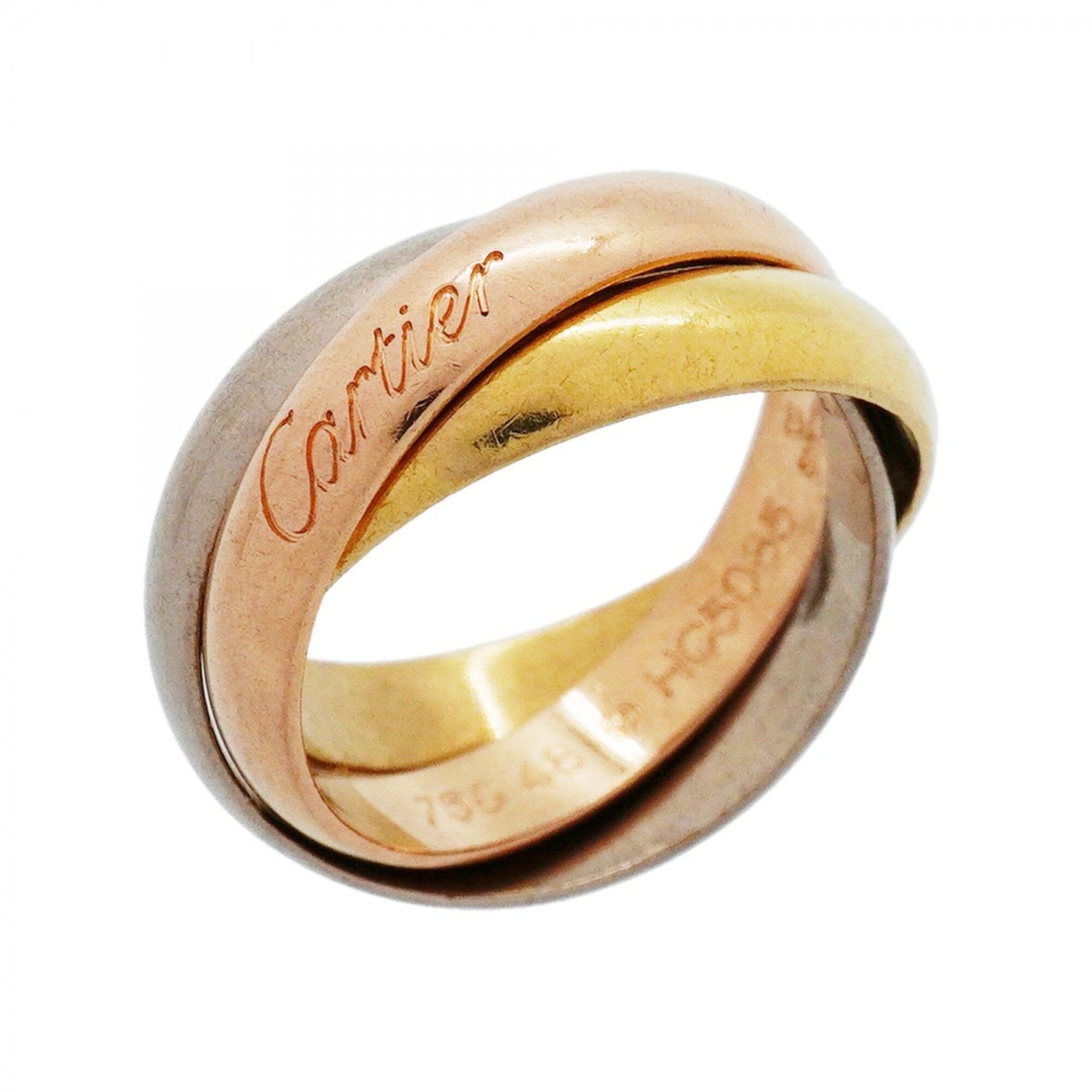 Cartier Trinity Classic Ring, 18K Yellow Gold, White Pink Size #48, Ladies\', P3155593