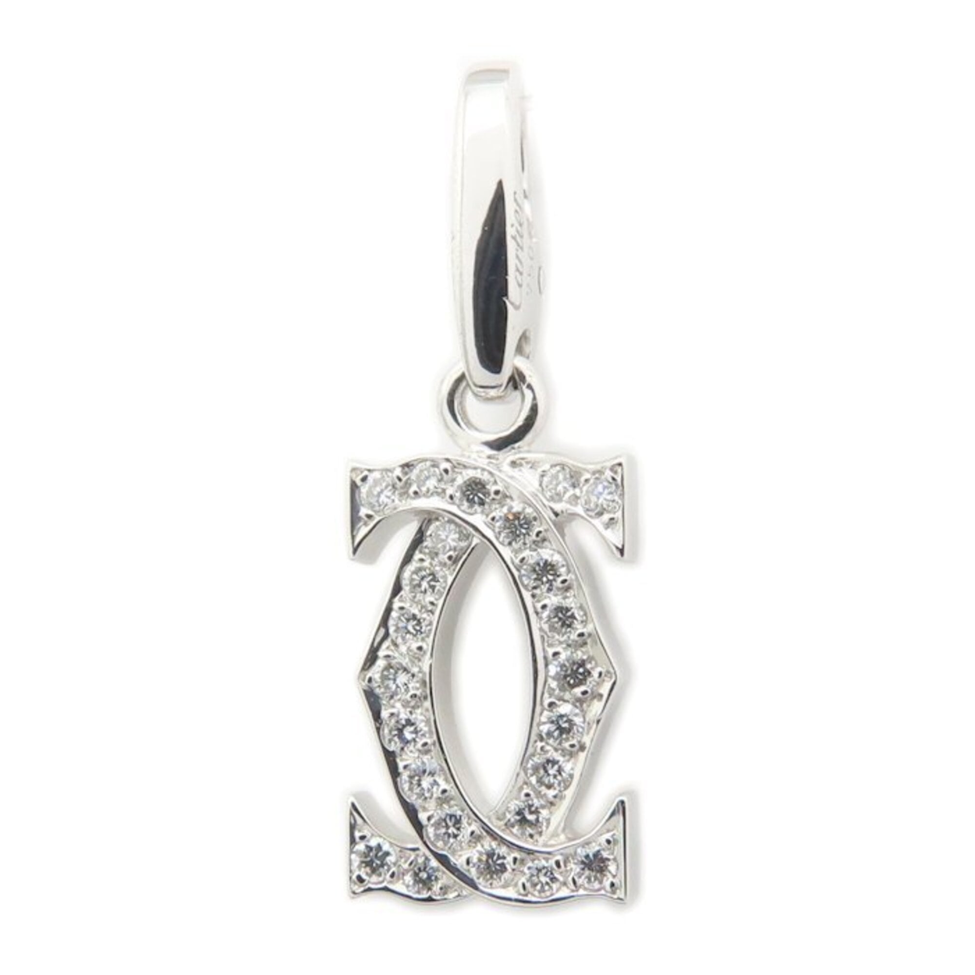 CARTIER Cartier 2C Charm Pendant Top Diamond 18KWG Women\'s 295448