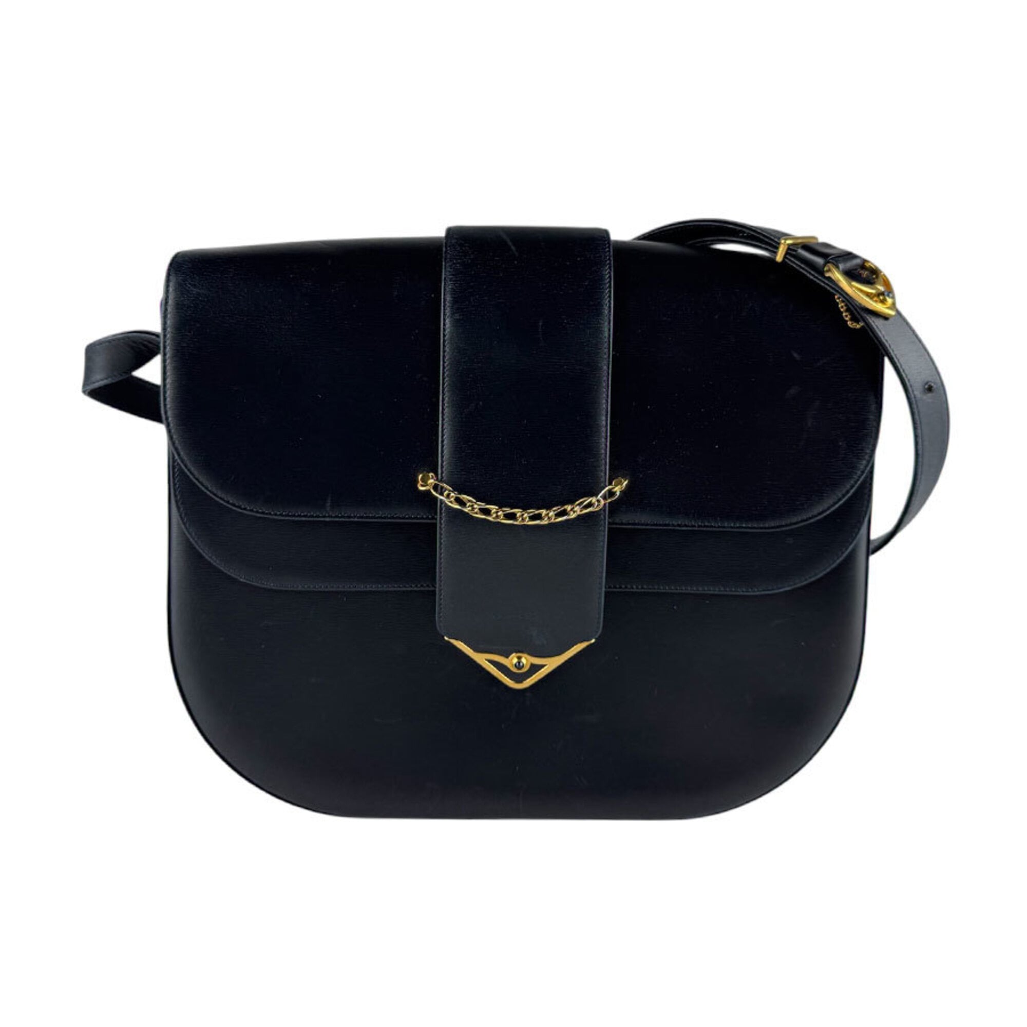 Cartier Sapphire Line Leather Shoulder Bag, Navy, Women\'s, z10175