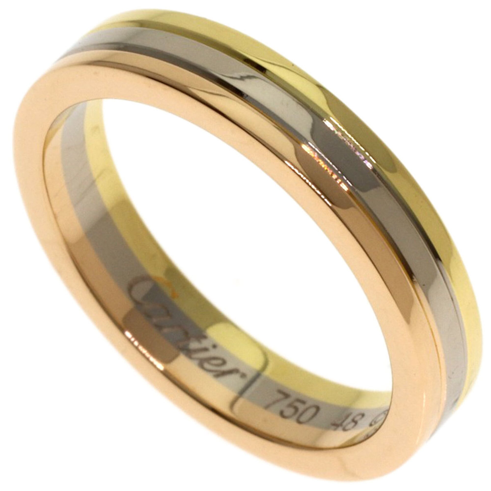 Cartier Three-Color Ring #48, 18K Yellow Gold/18K White Pink Gold, Women\'s.