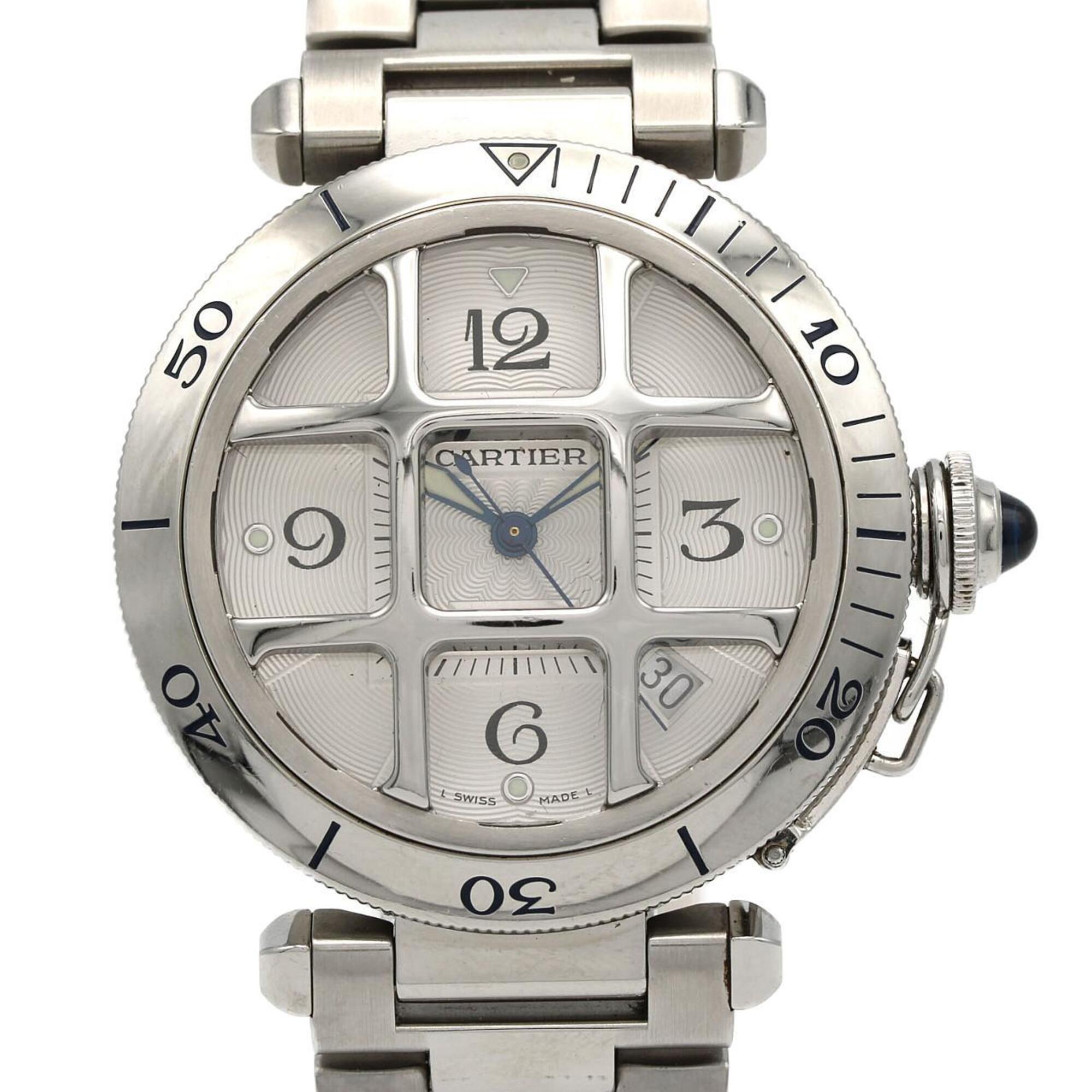 Cartier Pasha Grid Convex W31059H3 SS Automatic Watch