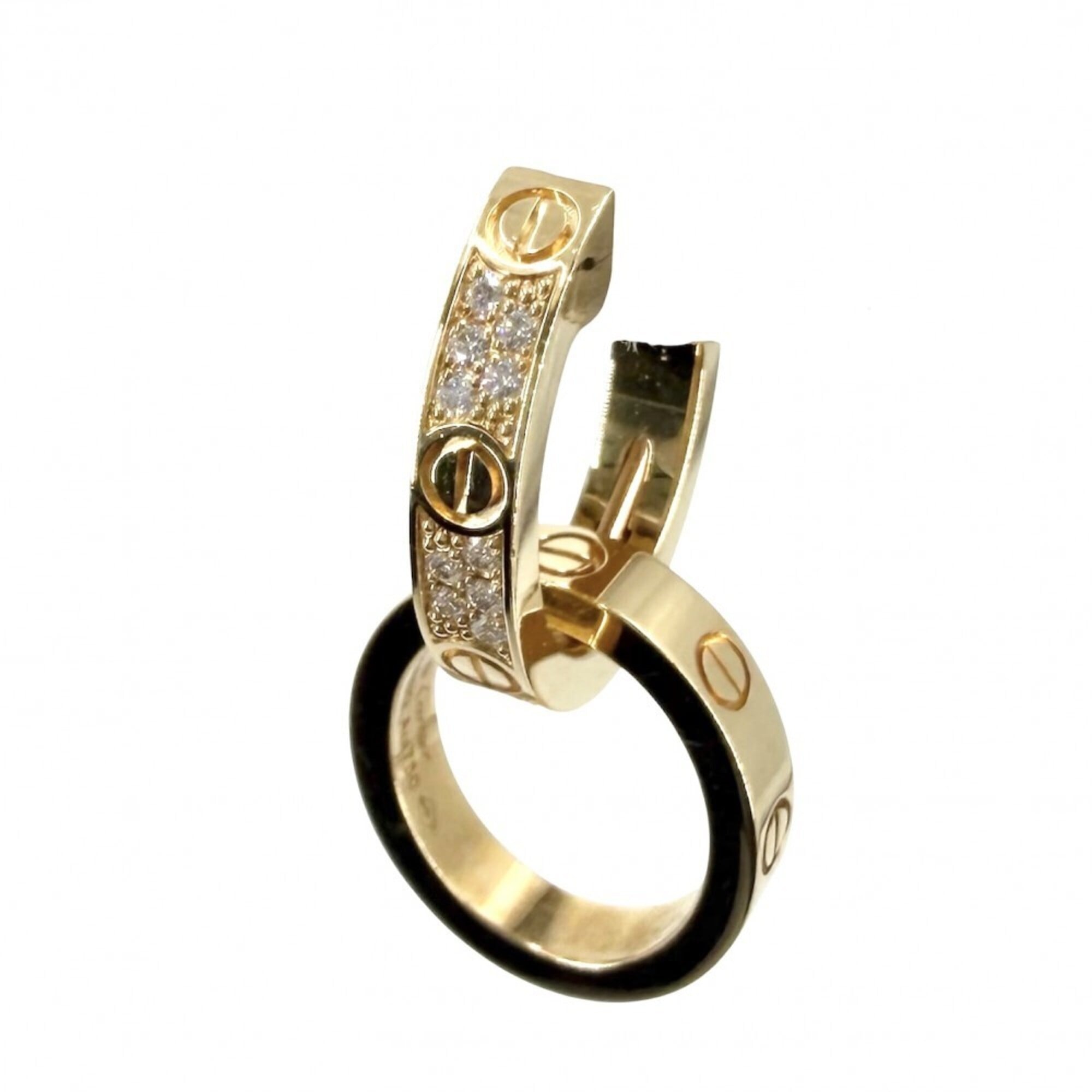 Cartier Women\'s Love Multiwear Hoop Earrings, 18K Yellow Gold (Au750), Diamonds, Approx. 5.7g (tota