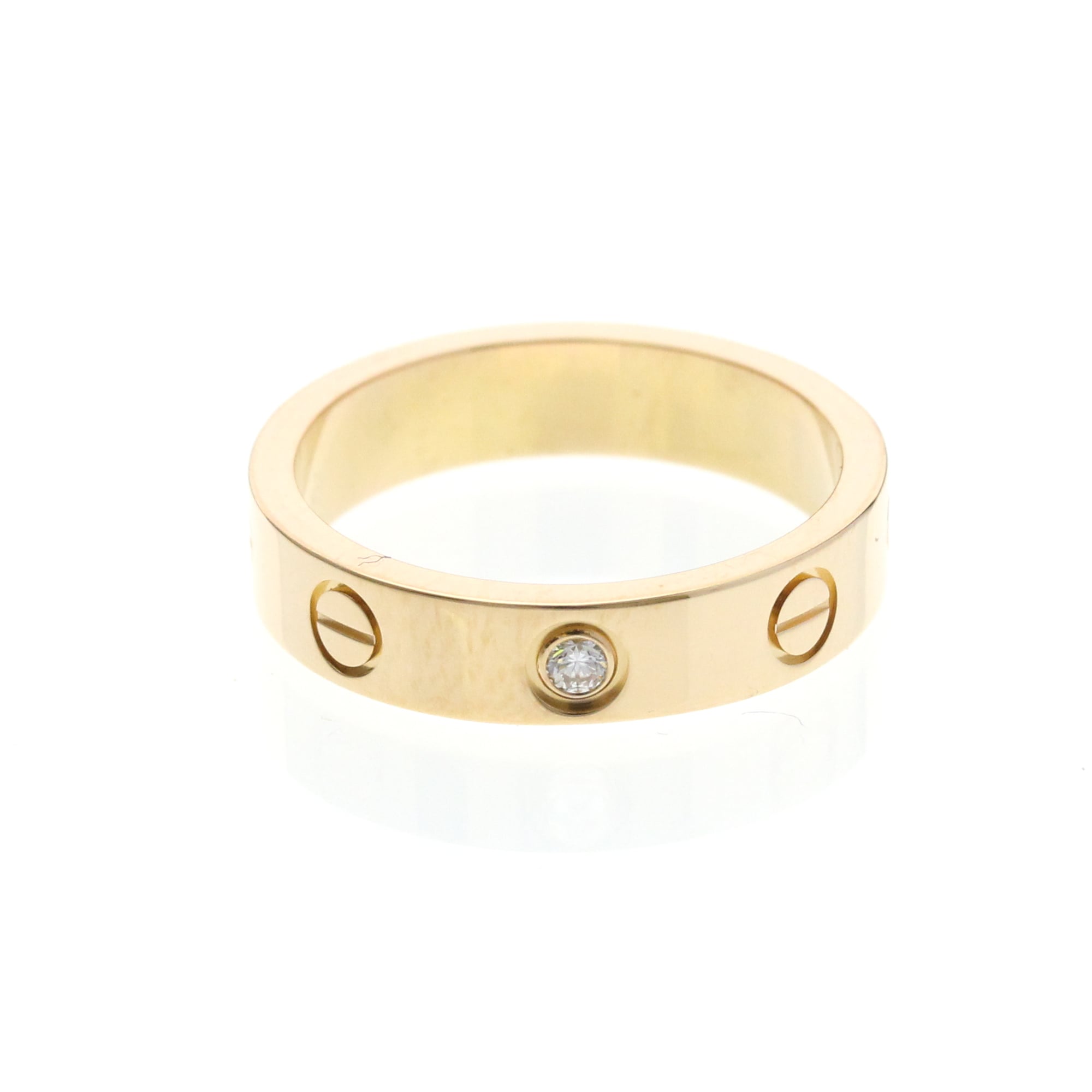 Cartier Mini Love Ring With 1 Diamond Pink Gold (18K) Fashion Diamond Band Ring Pink Gold