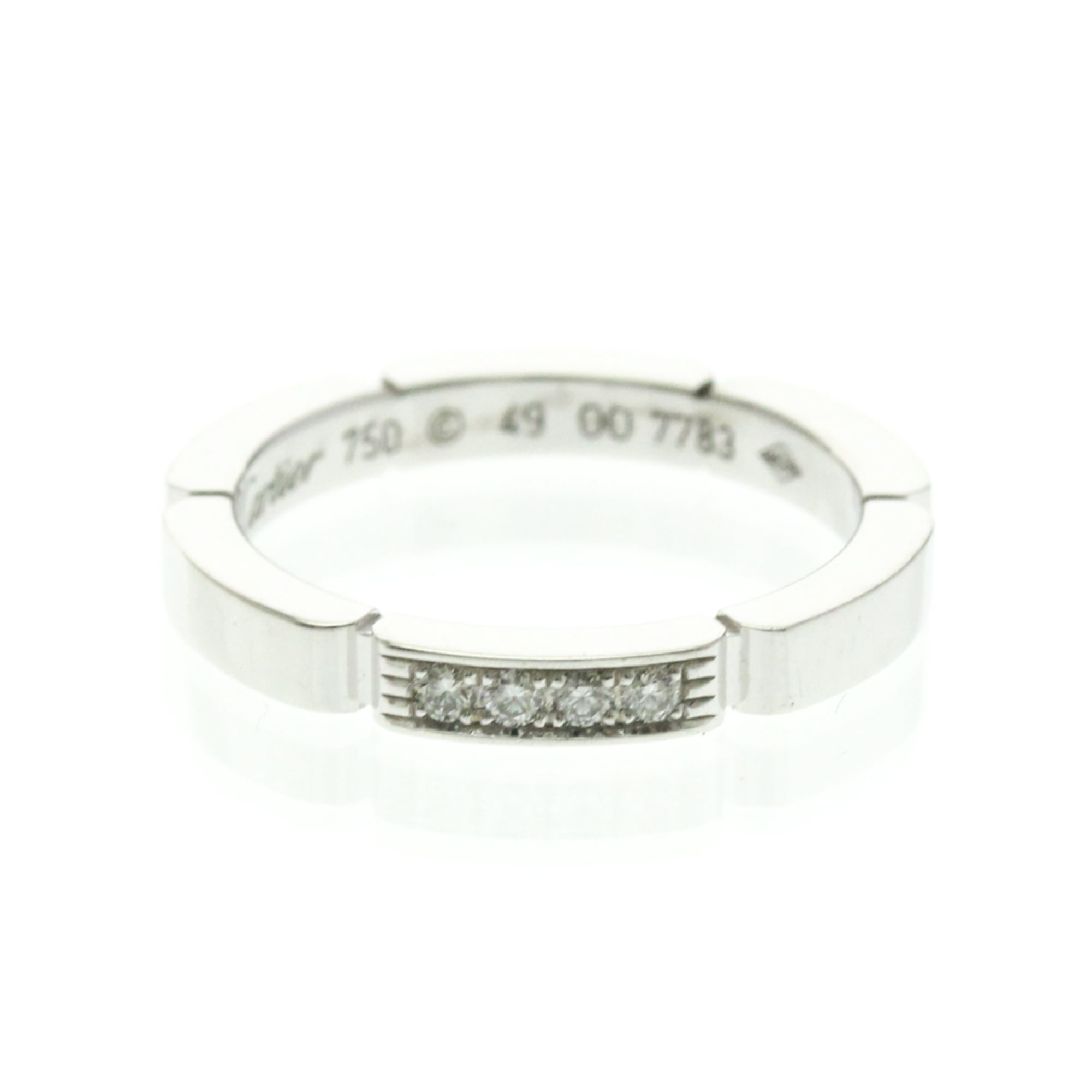 Cartier Maillon Panthère Ring With 4 Diamonds White Gold (18K) Fashion Diamond Band Ring Silver