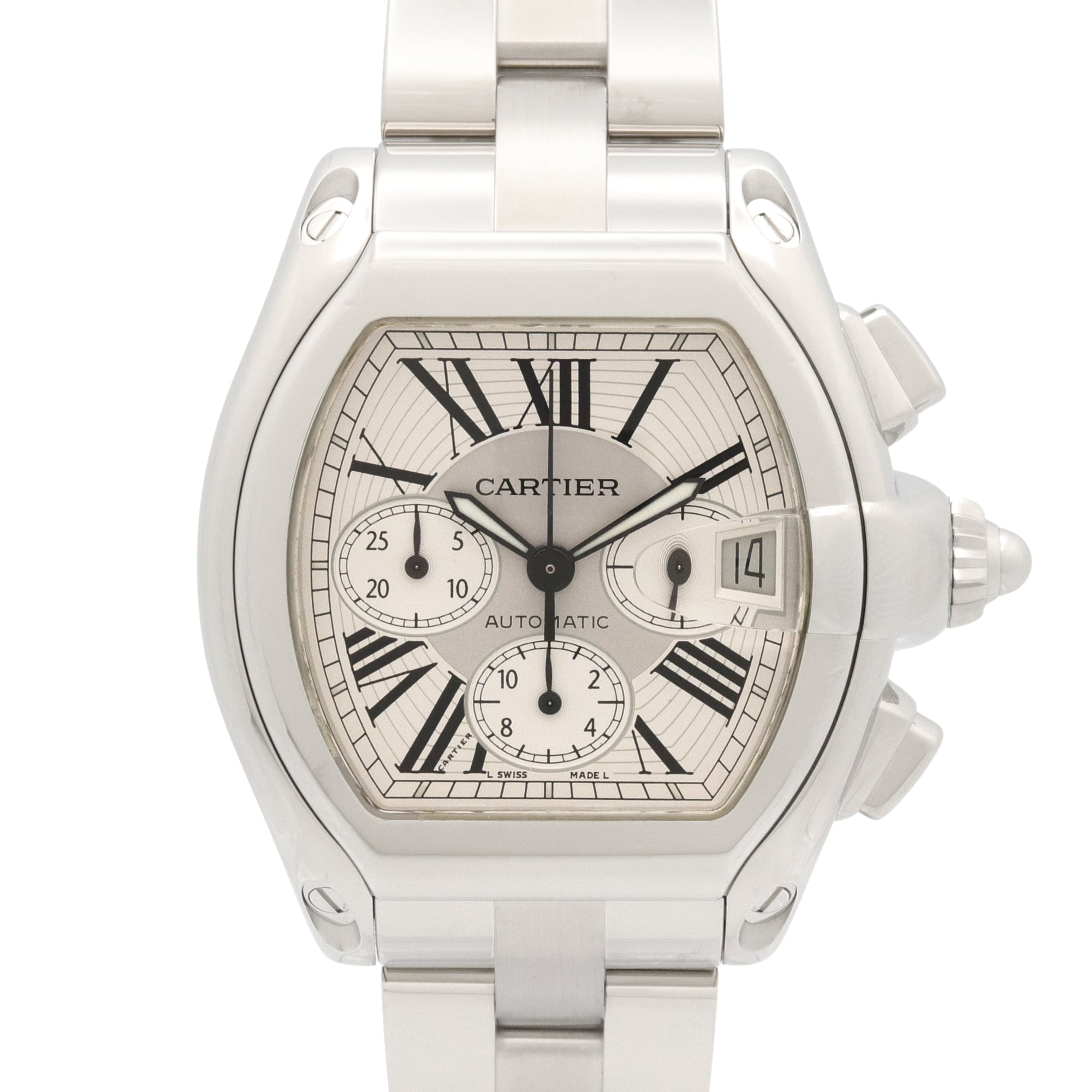 Cartier Roadster Chrono LM Watch, Stainless Steel, Men\'s, Silver Tone, W62019X6