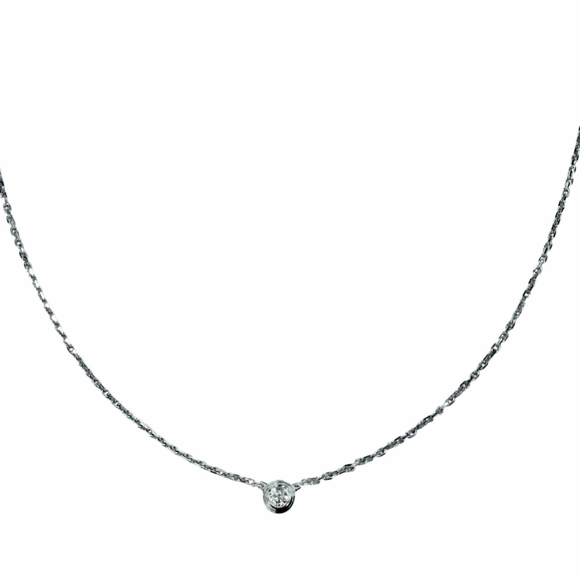 Cartier WFE089 Damour XS 750 WG 1P Diamond Necklace, White Gold, Weight 2.4g, Women\'s, with Box.