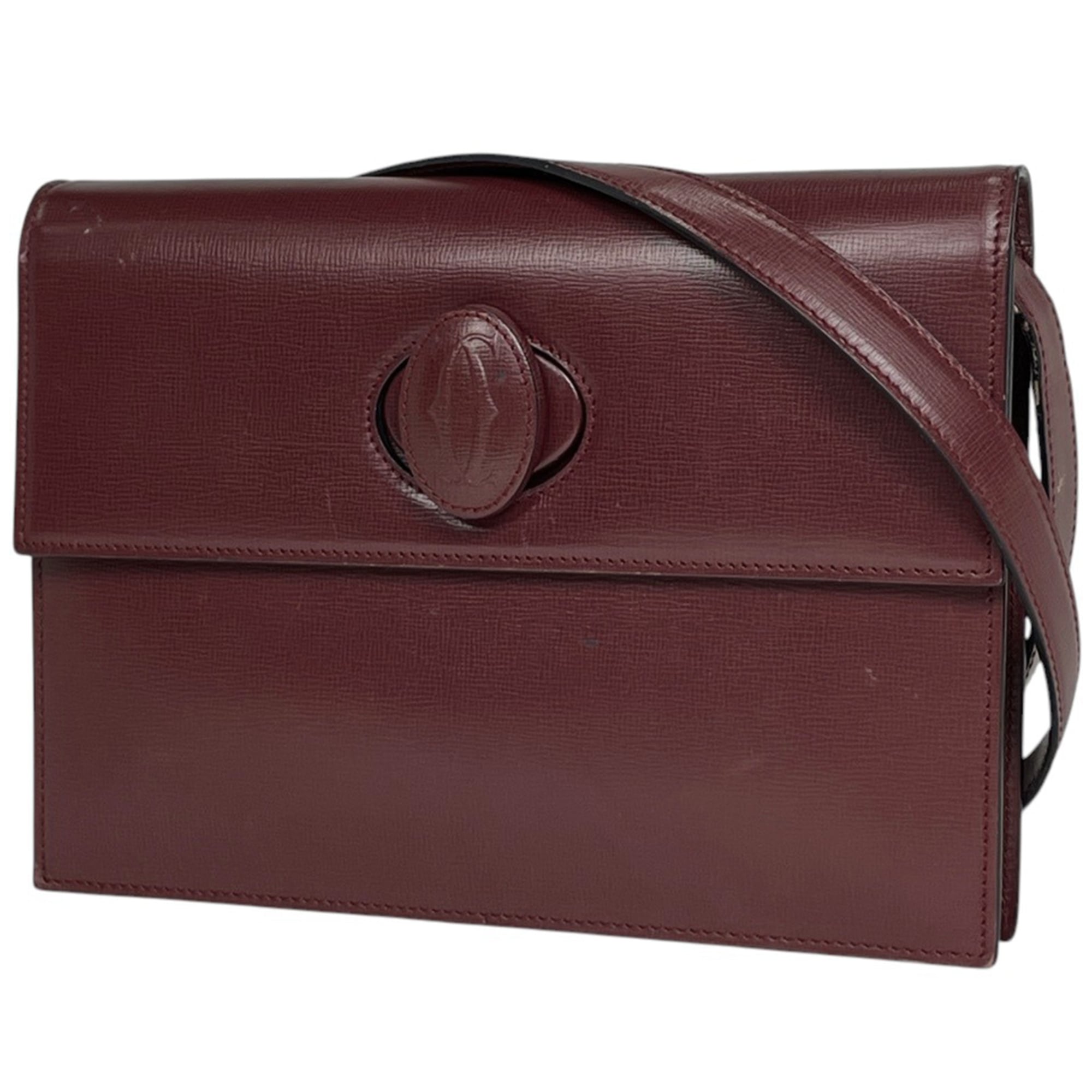 Cartier Must Line Shoulder Bag, Leather, Bordeaux, Women\'s