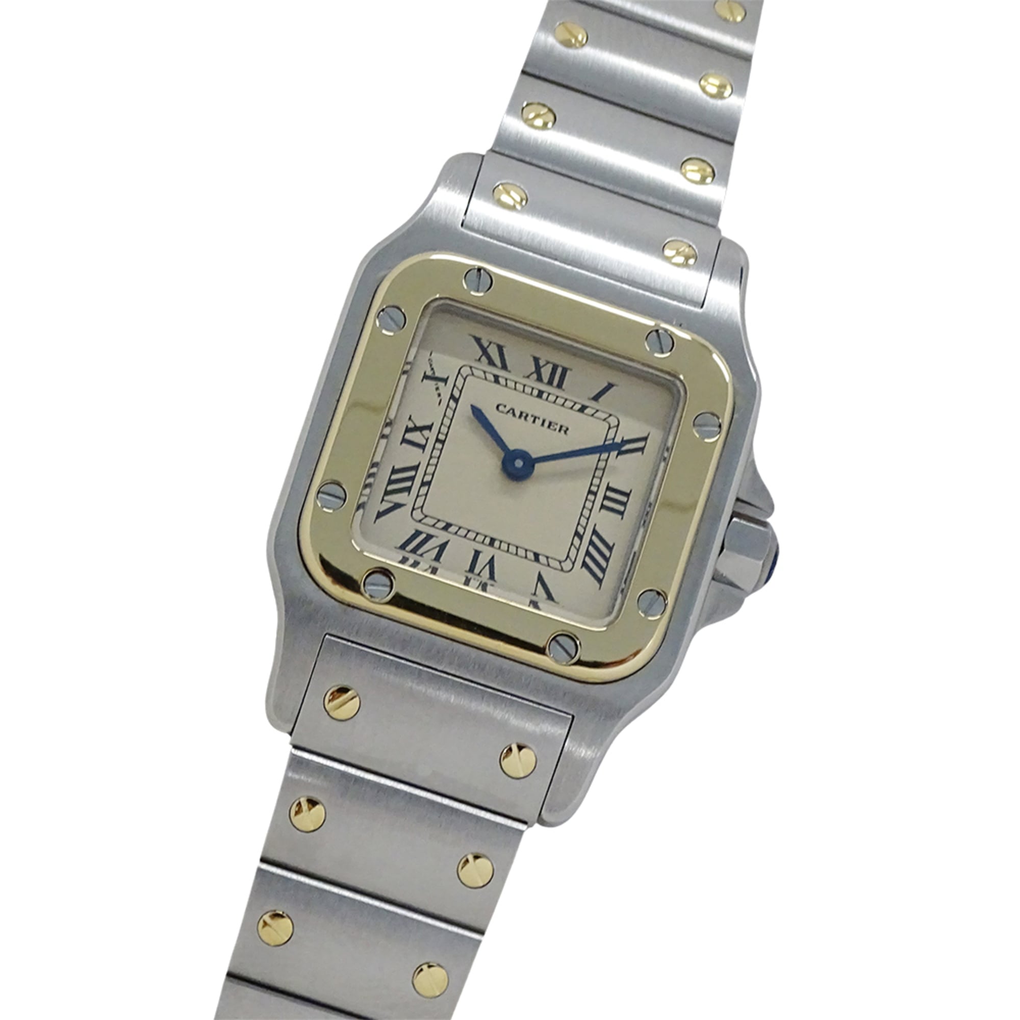 Cartier women\'s watch, Santos Galbee SM, quartz movement, stainless steel (SS), gold (YG), W20012C4