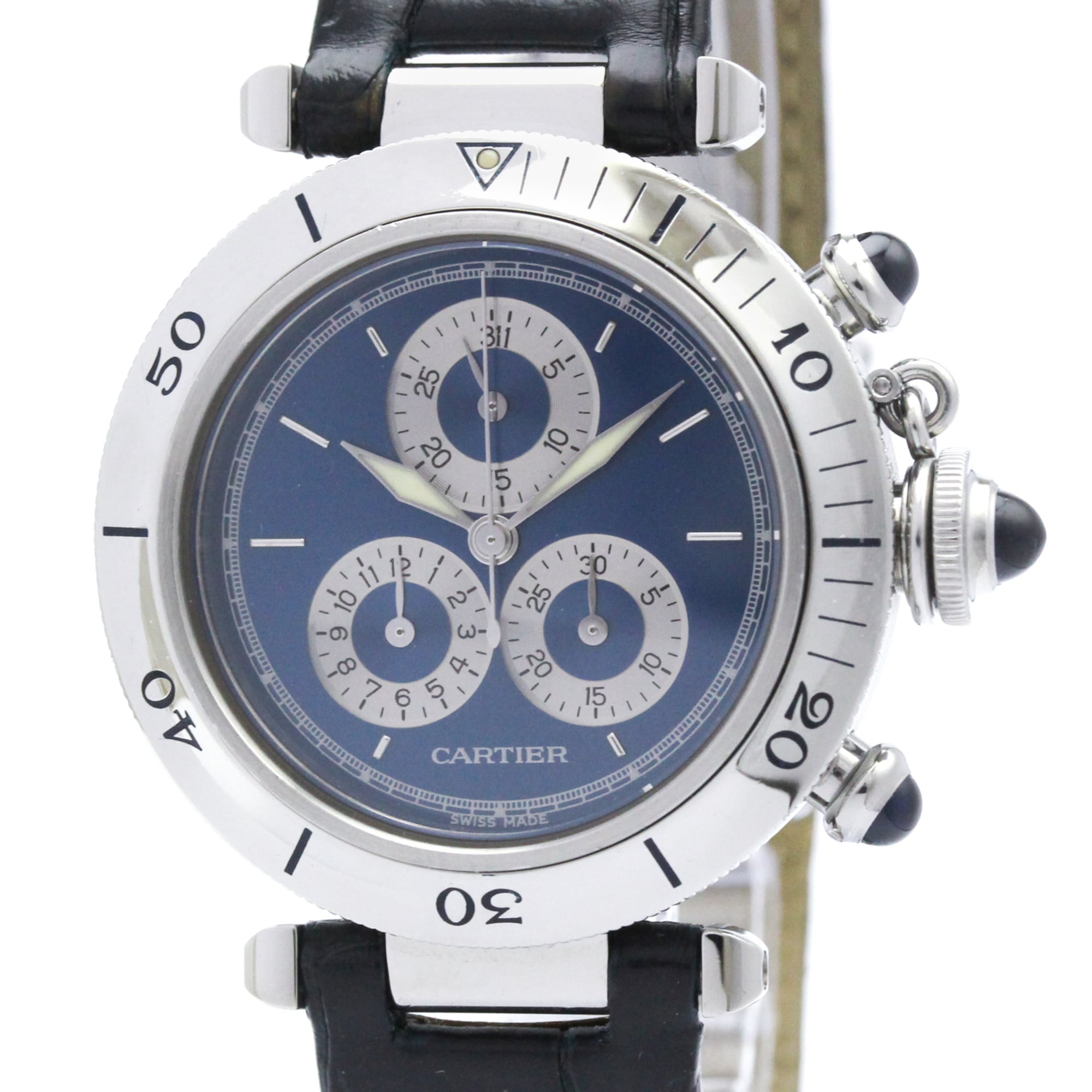 CARTIER Pasha Chronoreflex Steel Quartz Unisex Watch W3100855 Polished