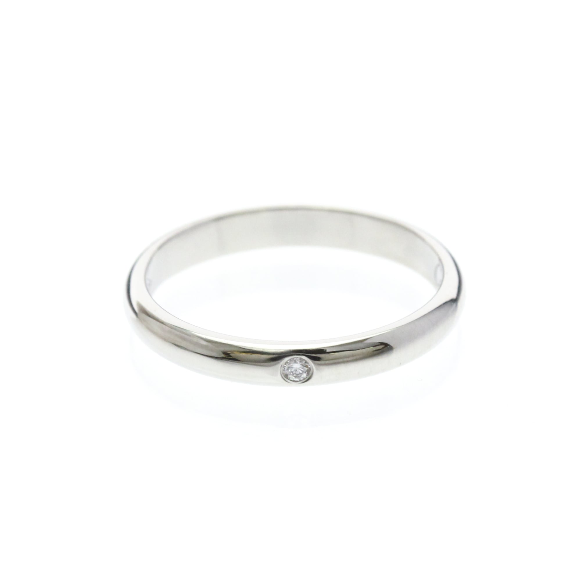 Cartier 1895 Wedding Ring, 1P Diamond Platinum Fashion Diamond Band Ring Silver