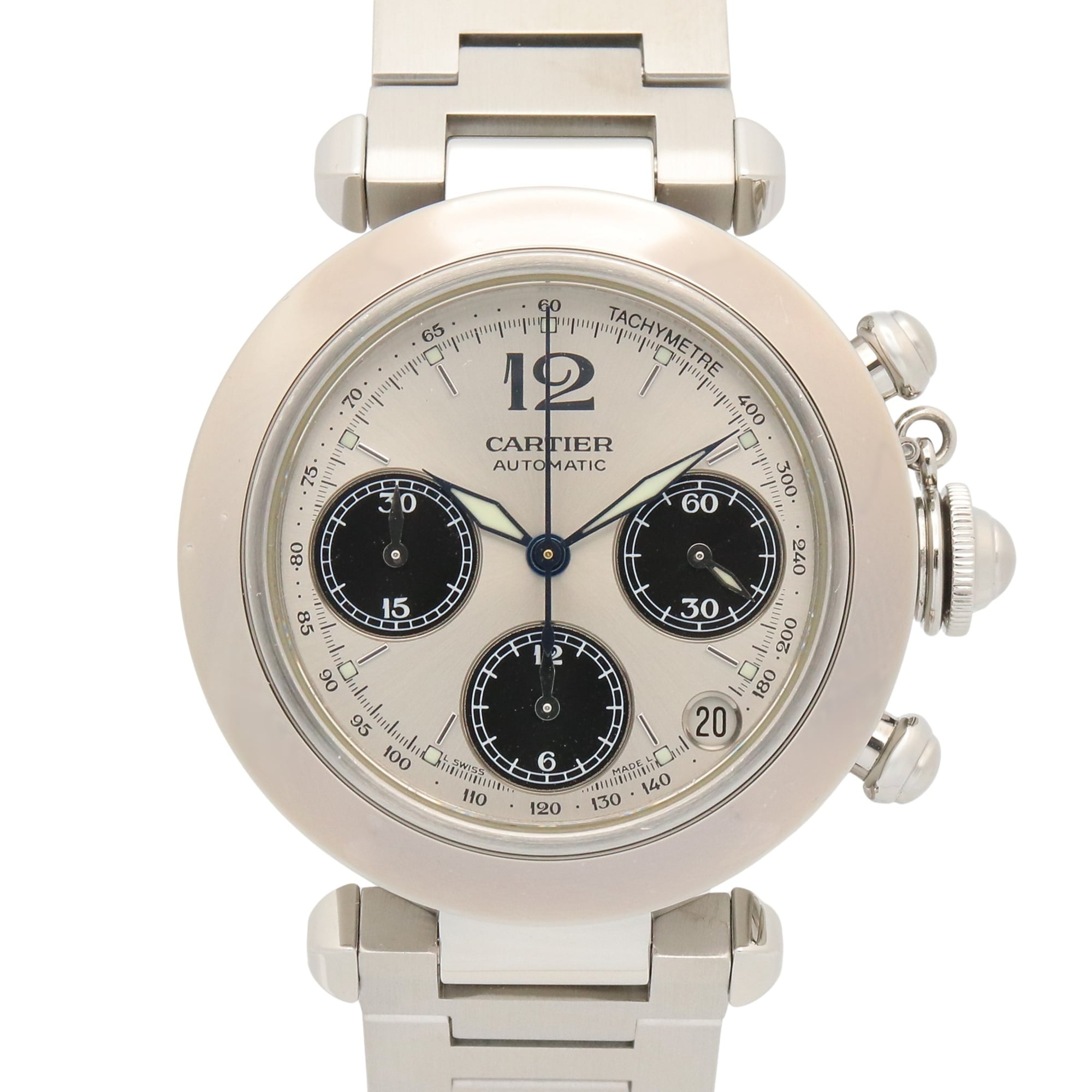 Cartier Pasha C Chronograph Watch, Stainless Steel, Boys\' Size, Silver Tone, W31048M7