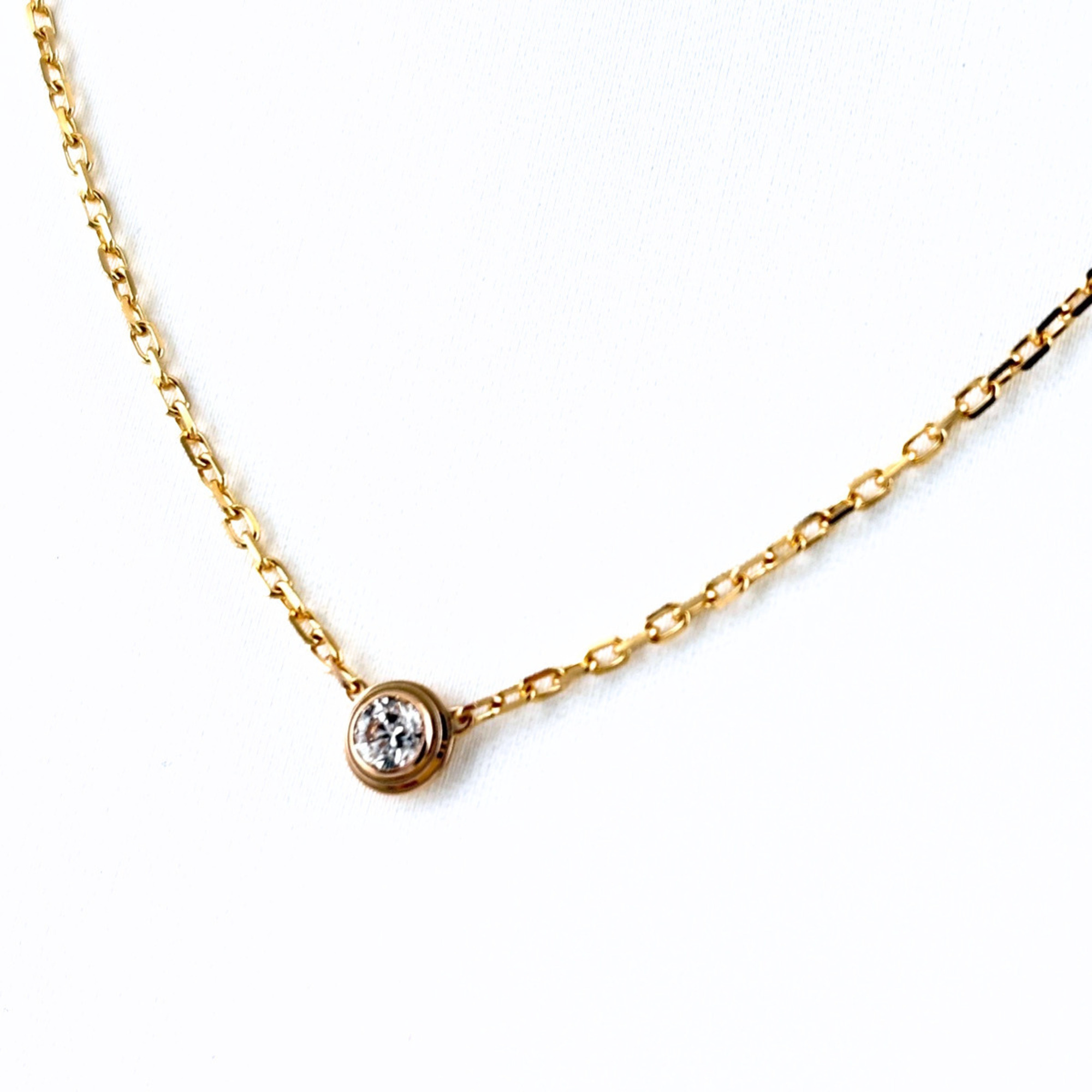 Cartier d\'Amour Necklace, Pink Gold (PG), Pendant with Small Diamonds, SM Size, 750 Diamond Women\'