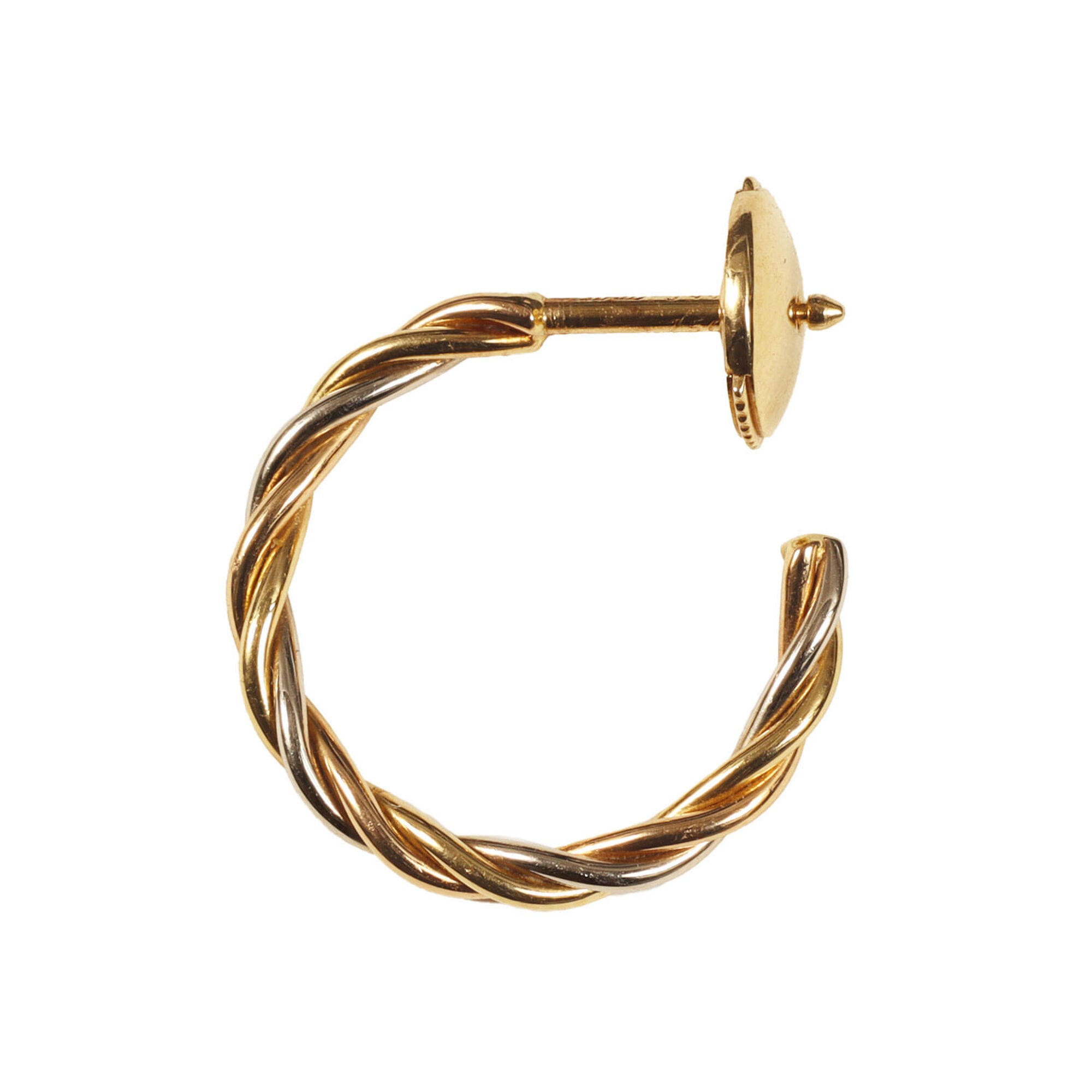 Cartier Twist Earrings, 18K MECAN AL PA, Yellow Gold & White Gold, Men\'s